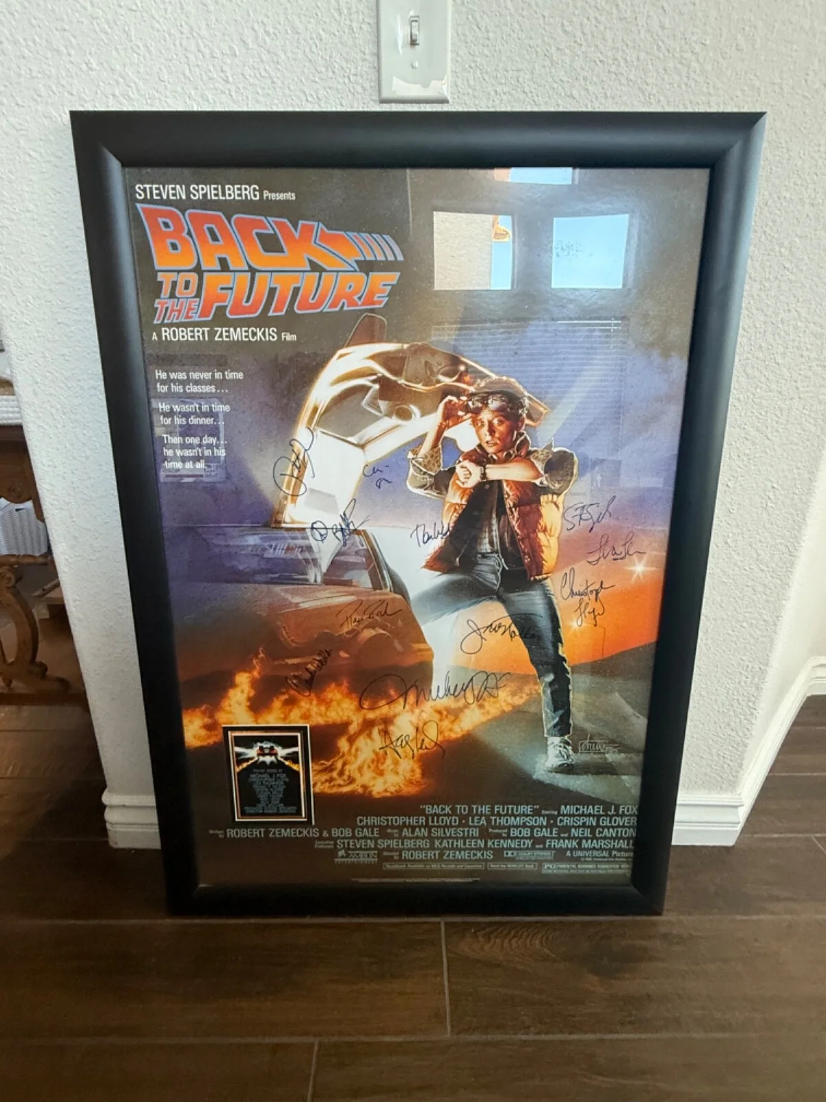 Michael J Fox, Christopher Lloyd, Cast — Michael J. Fox and Cast Autographed Back to the Future 42.5 by 30.5 Movie Poster, image 2