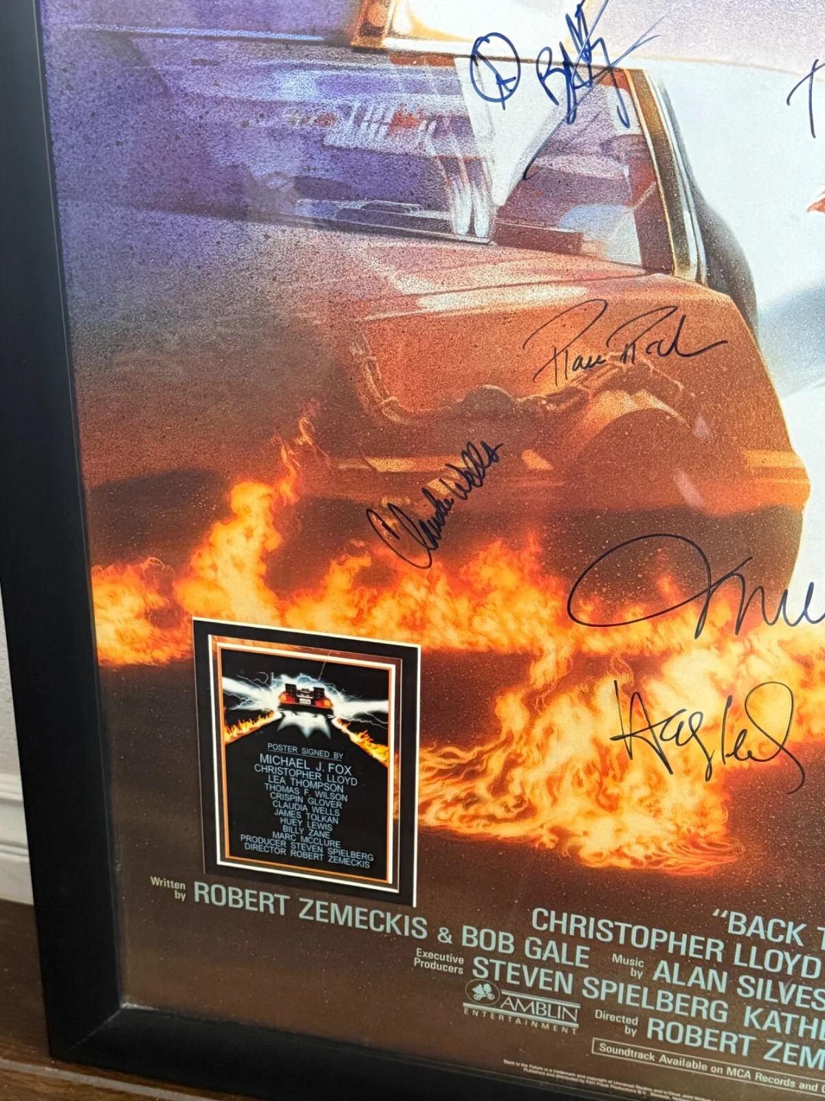 Michael J Fox, Christopher Lloyd, Cast — Michael J. Fox and Cast Autographed Back to the Future 42.5 by 30.5 Movie Poster, image 3