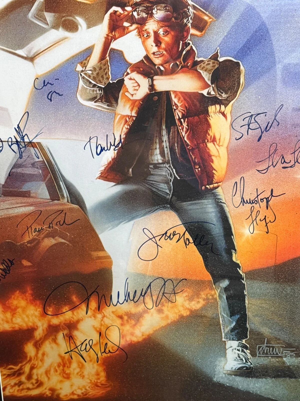 Michael J Fox, Christopher Lloyd, Cast — Michael J. Fox and Cast Autographed Back to the Future 42.5 by 30.5 Movie Poster, image 5