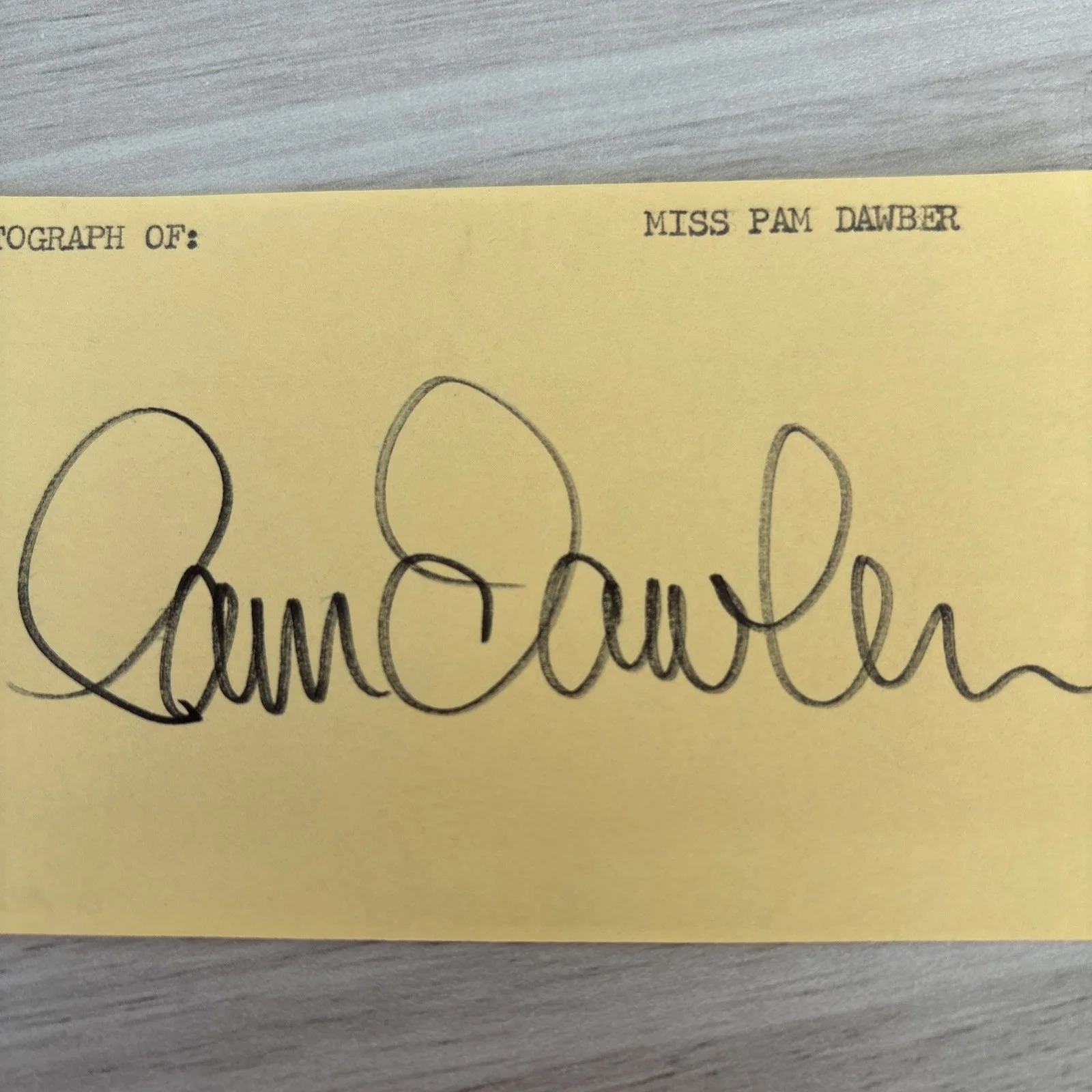 Pam Dawber — Pam Dawber Signed 3x5 Index Card Mork And Mindy, image 2