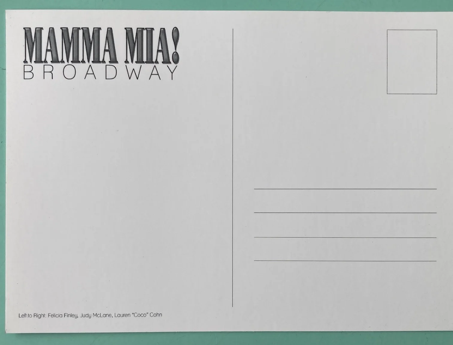 Judy McLane Felicia Finley Lauren Cohn — Mamma Mia! Signed Postcard Judy McLane Felicia Finley Lauren Cohn 4X6 Broadway, изображение 3