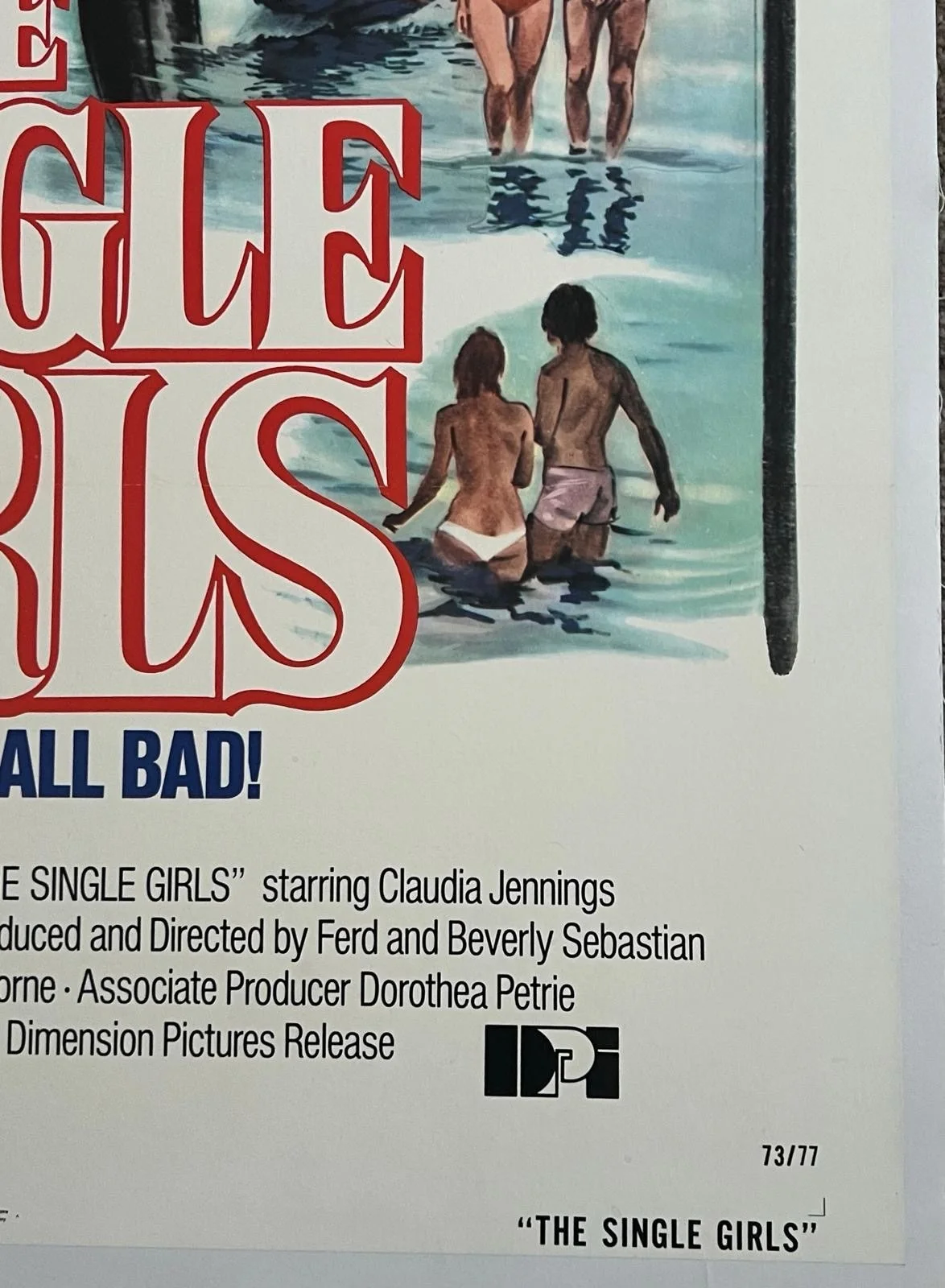 The Single Girls Original US 1 Sheet Film Poster 1973 LINEN BACKED, изображение 4