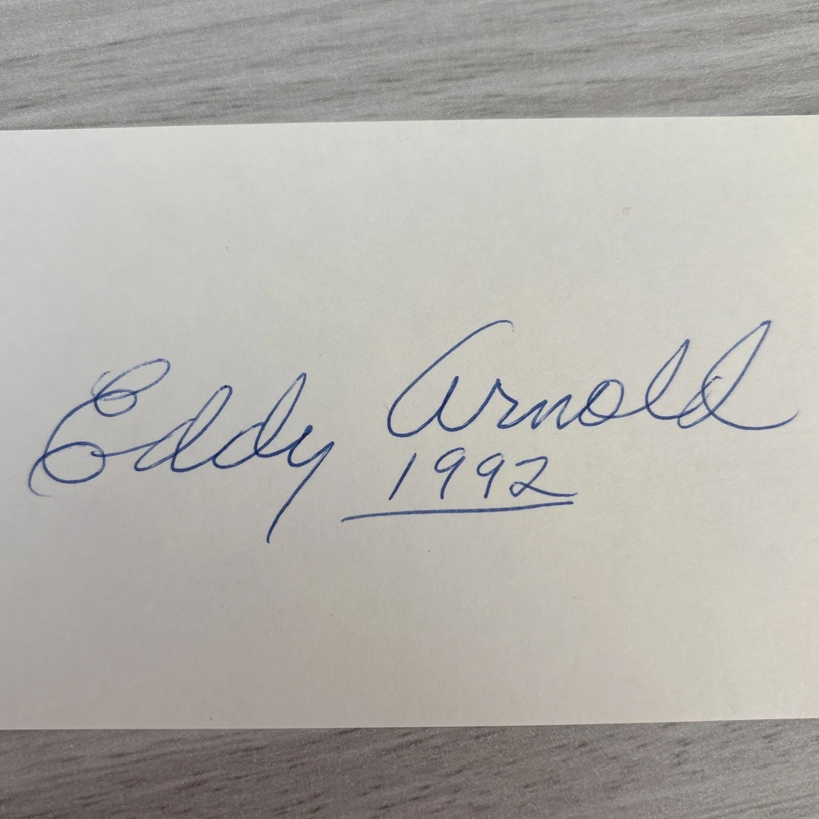 EDDIE ARNOLD SIGNED 3X5 INDEX CARD, image 2