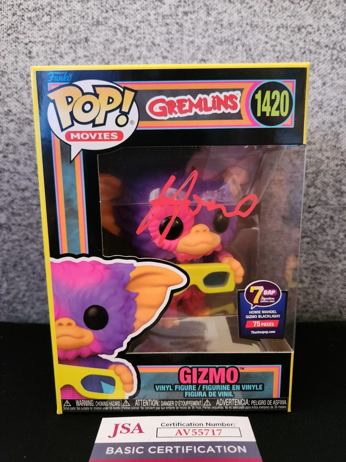 Howie Mandel — Gremlins Gizmo Funko 3D Black Light Signed By Howie Mandel JSA 1/75