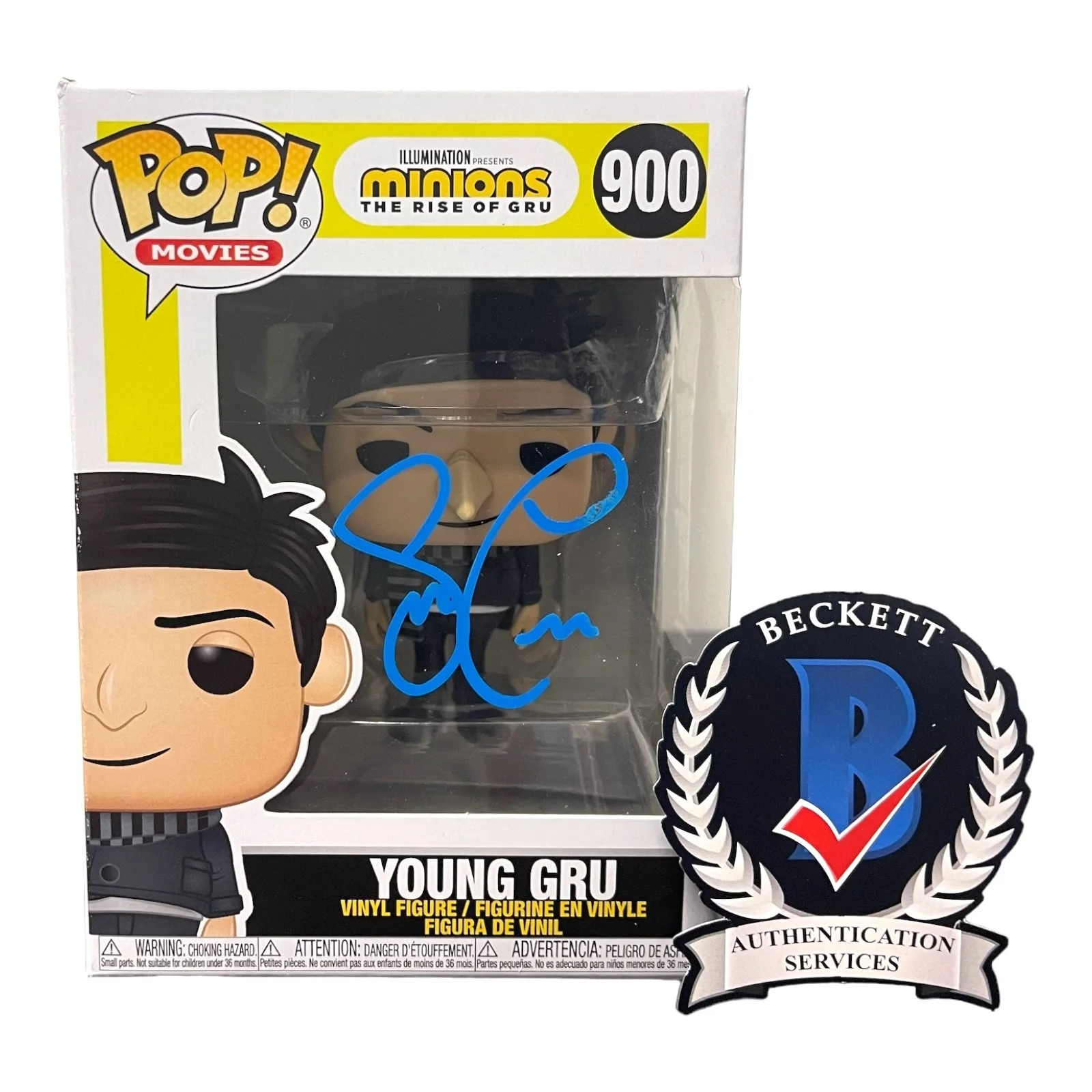 STEVE CARELL — Steve Carell Signed Autograph Minions Funko Pop 900 Beckett BAS Young Gru