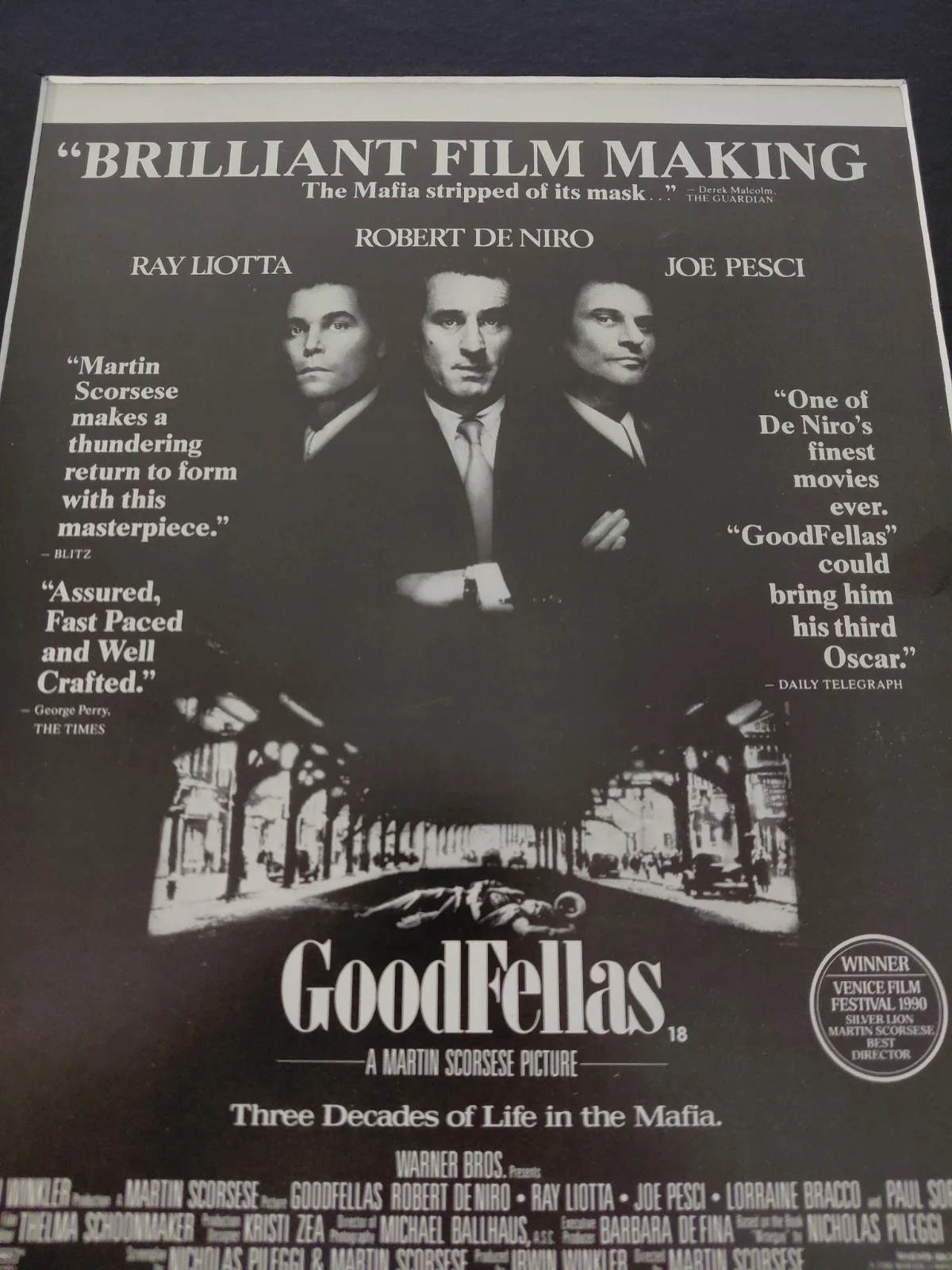 Goodfellas Movie Promo Original Movie Advert Mounted 14x11", изображение 2