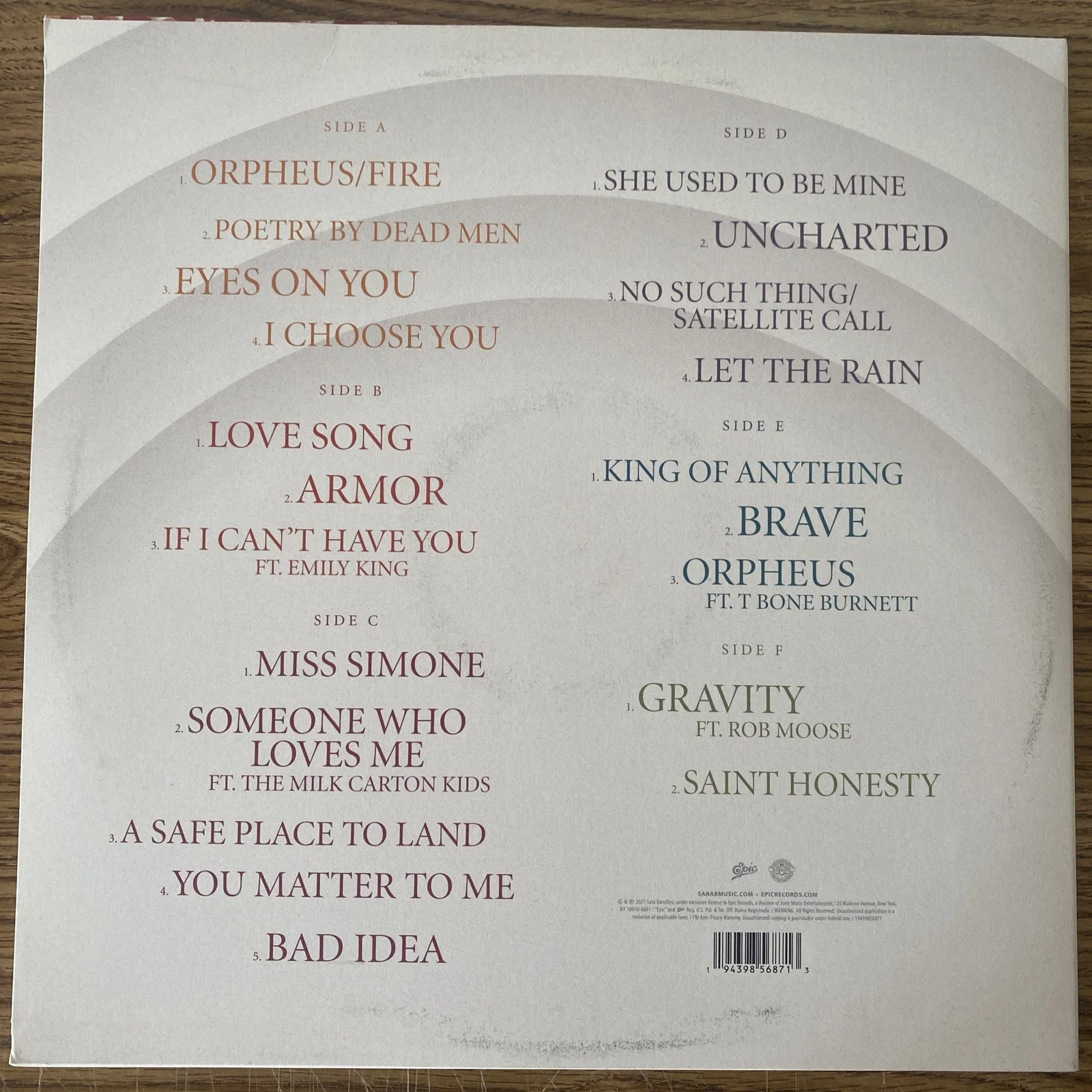 Sara Bareilles Autographed Amidst The Chaos Live from The Hollywood Bowl Vinyl, image 4