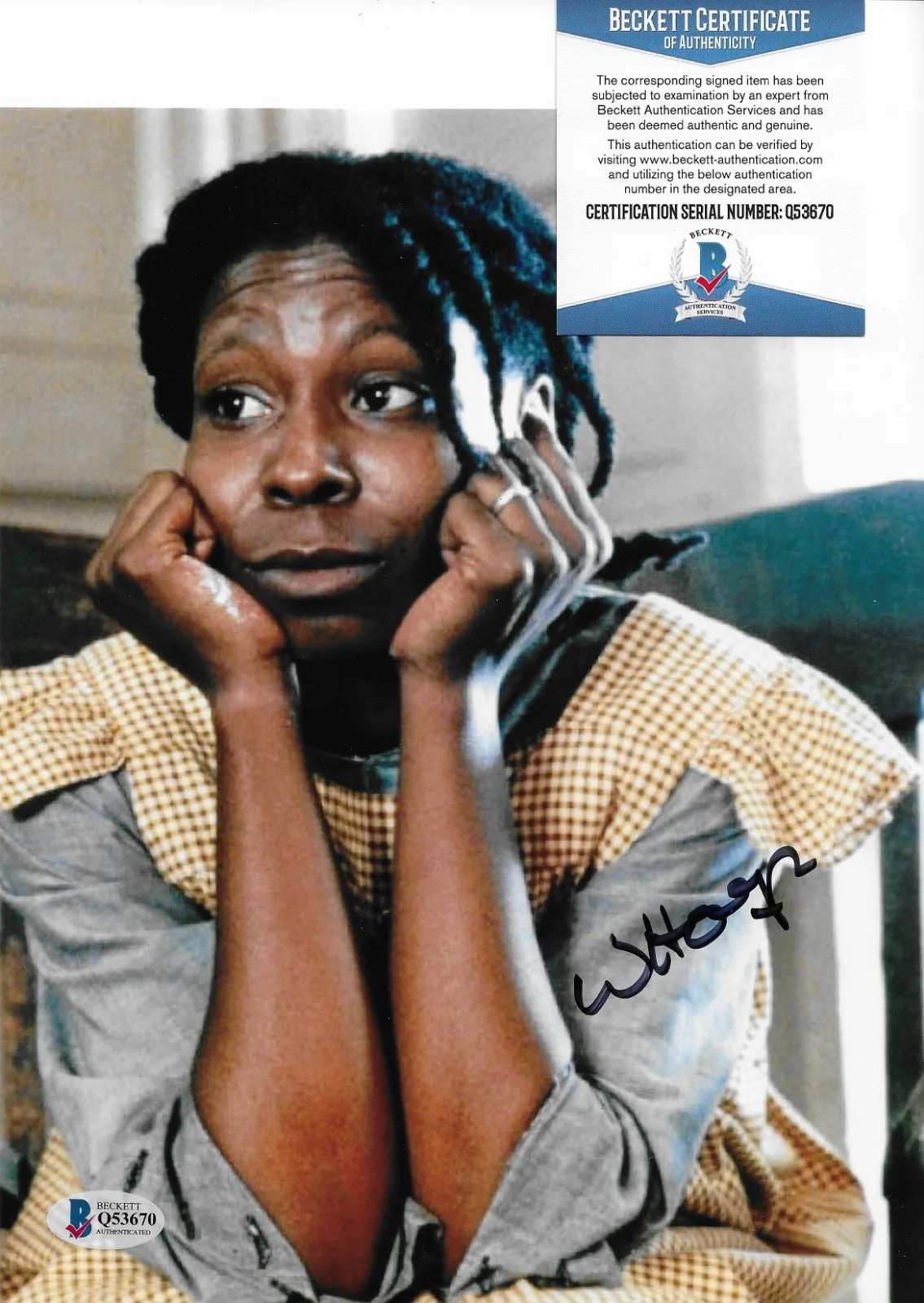 Whoopi Goldberg — Whoopi Goldberg BAS COA Signed 8x10 Photo Autographed The Color Purple, изображение 2