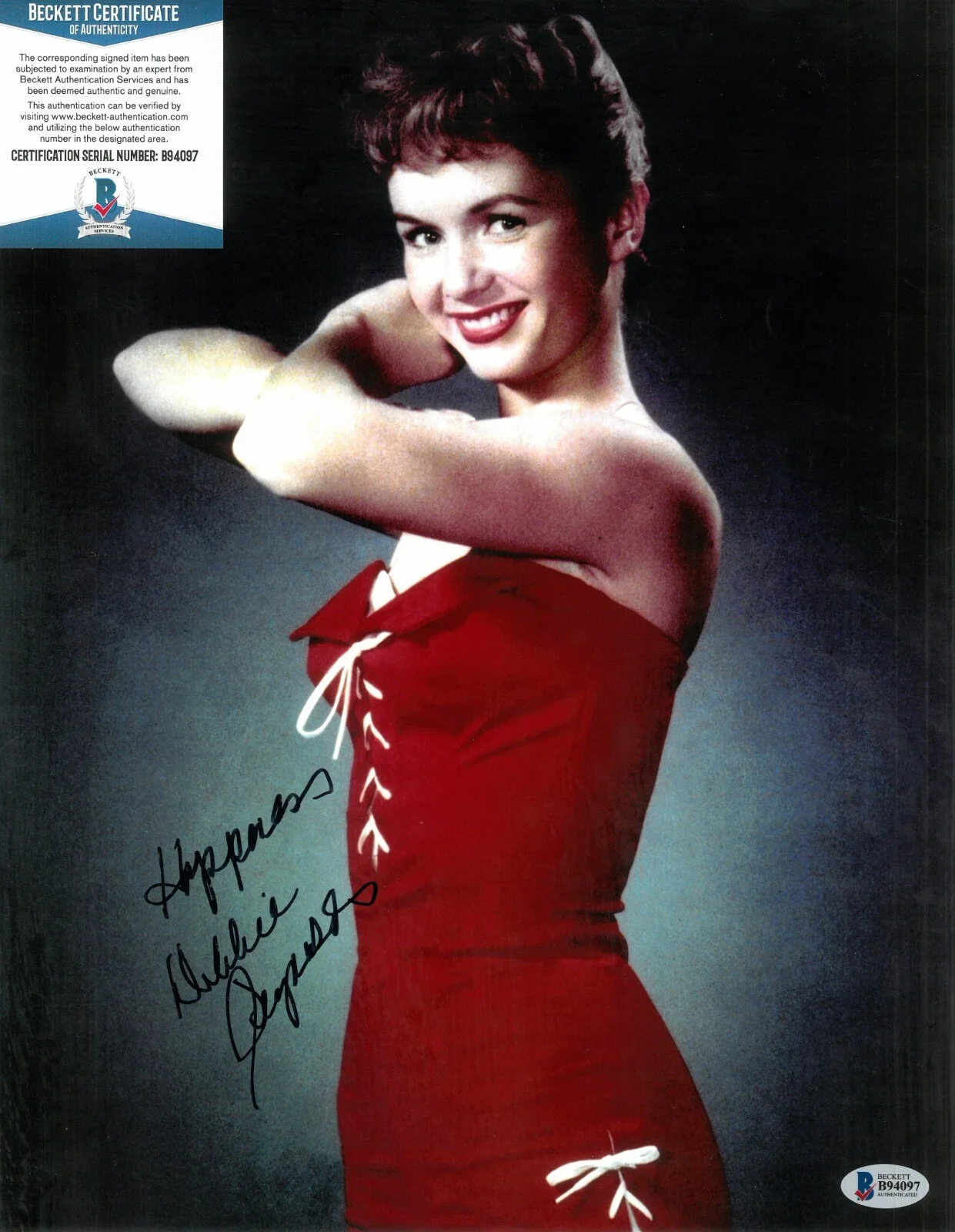 Debbie Reynolds — Debbie Reynolds BAS COA Signed 11x14 Photo Autographed Singin' in the Rain, image 2