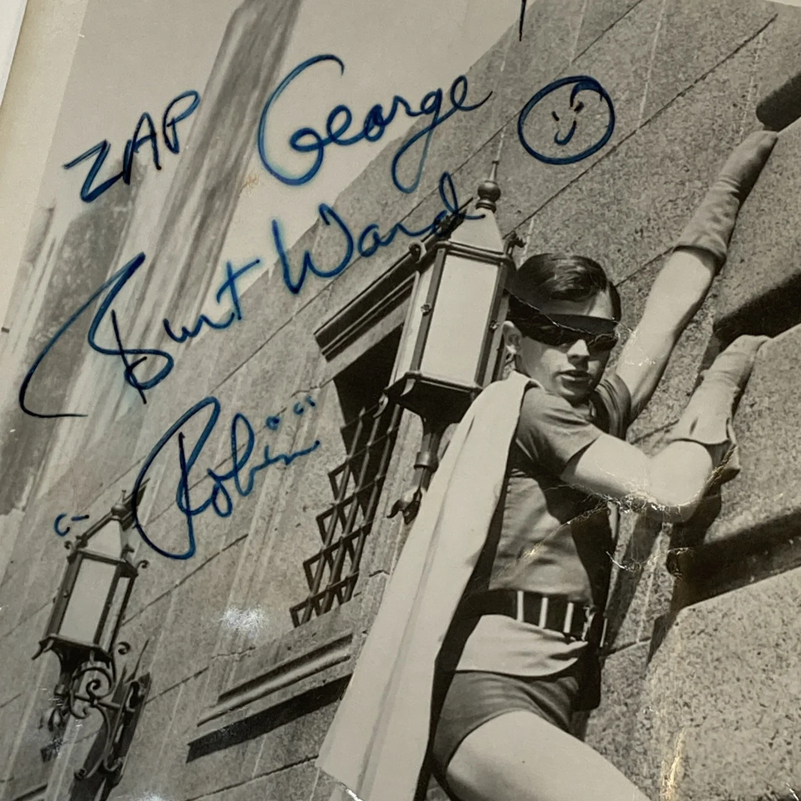 Vintage Burt Ward Robin Autograph 8x10 Photo Black & White Personalize to George, изображение 3