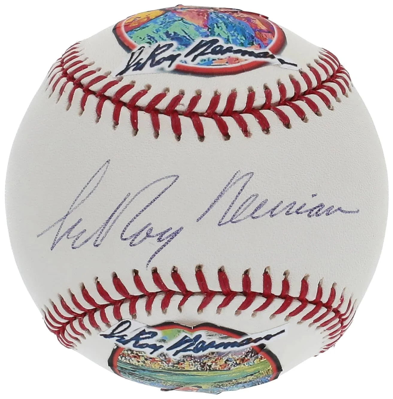 leroy neiman — LeRoy Neiman Signed/Autographed OML Baseball Tiger Woods Self Portrait Beckett