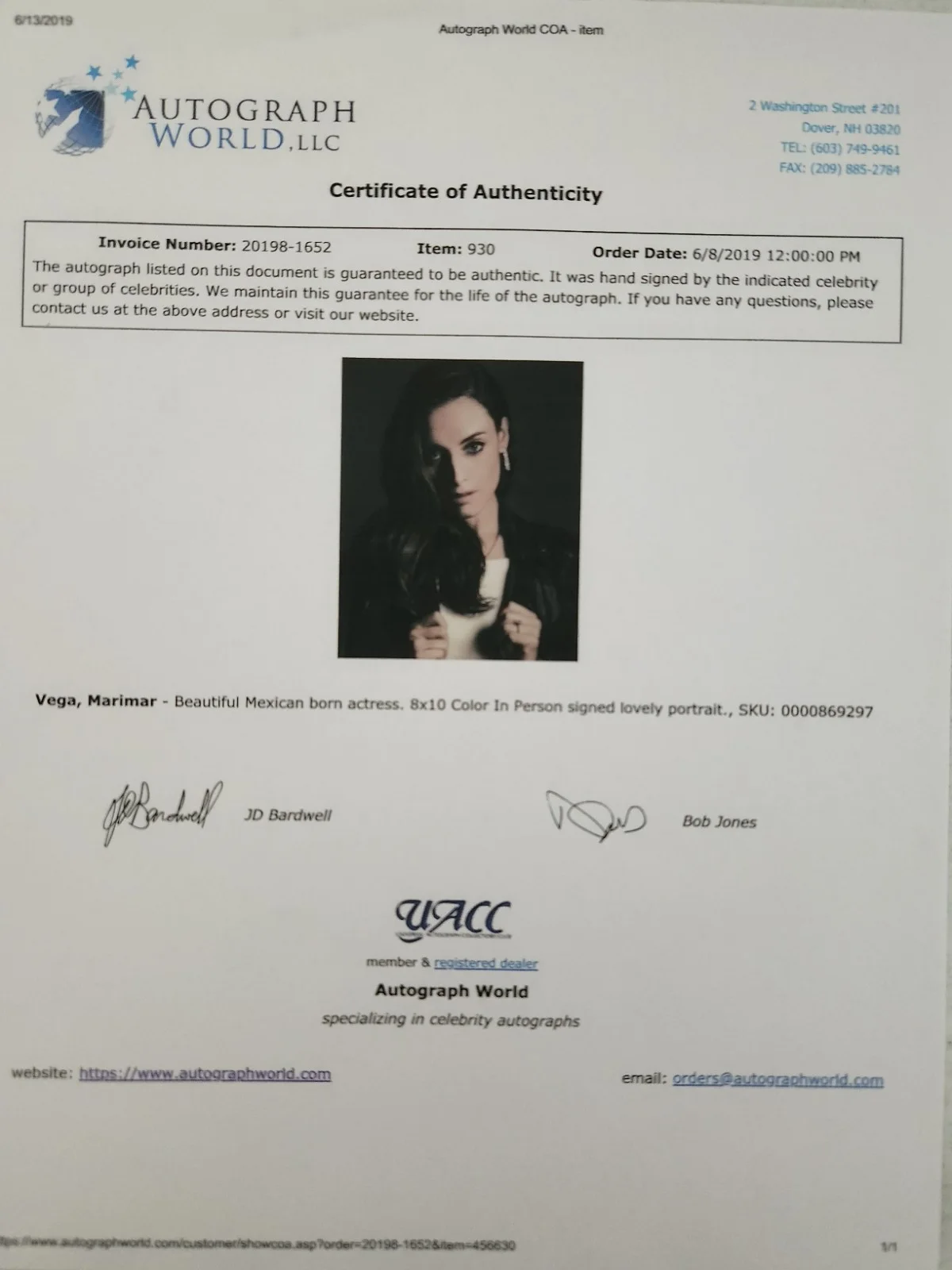 Marimar Vega Signed Autographed 8x10" Photograph AW COA Actress Sexy Portrait, изображение 4