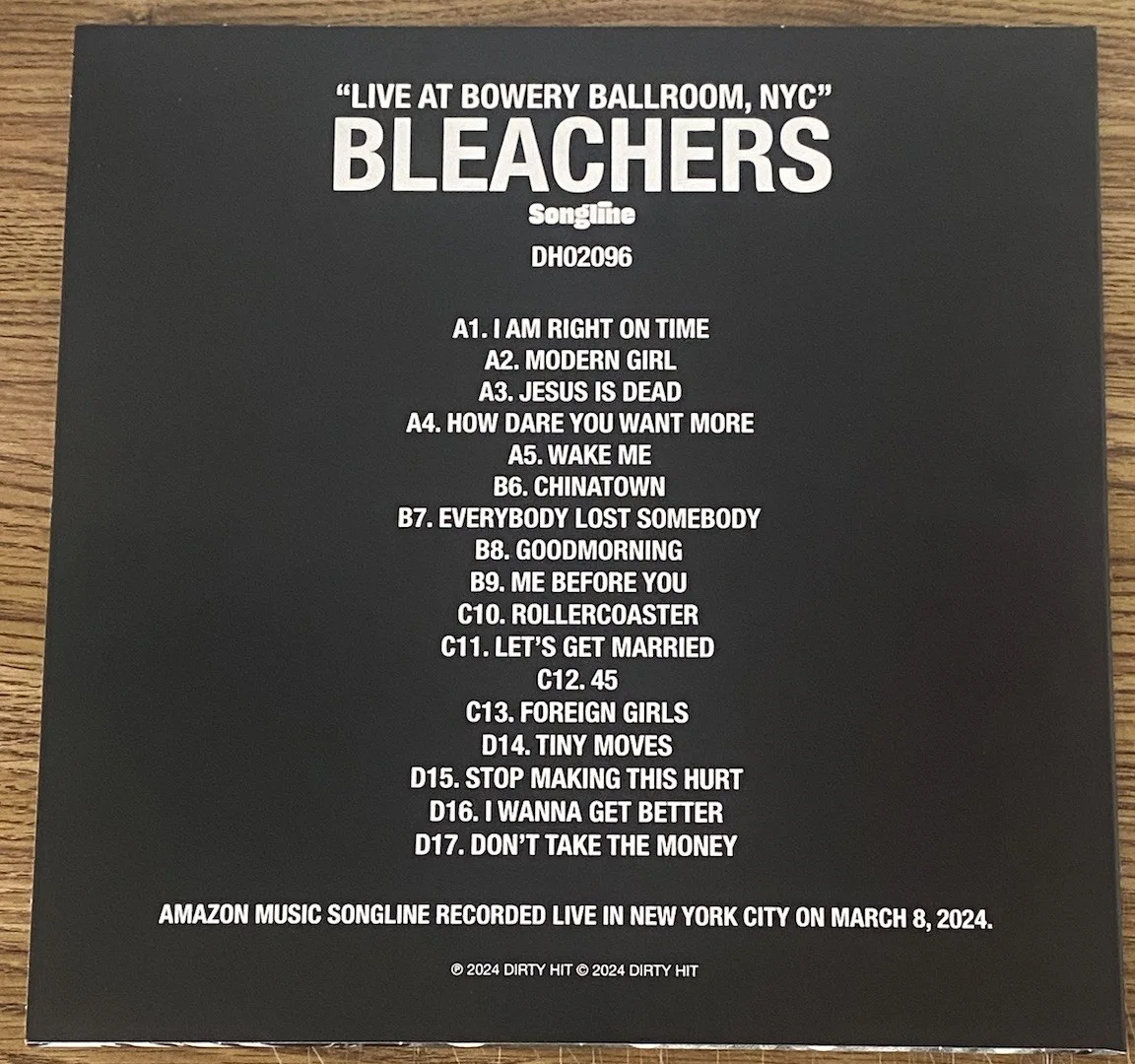 Jack Antonoff Autographed Bleachers Live at Bowery Ballroom, NYC Vinyl Record, image 3