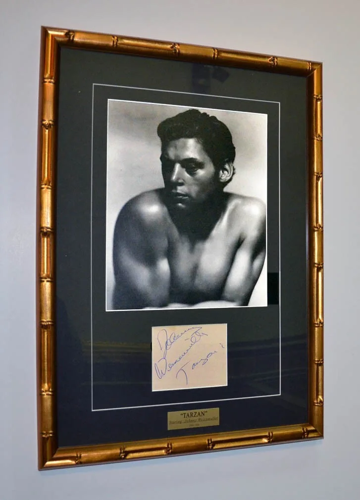 JOHNNY WEISSMULLER, Maureen O'Sullivan, Johnny Sheffield — Signed "Tarzan" 3 Autographs JOHNNY WEISSMULLER, DVD, COMIC, Piece of LOIN CLOTH, изображение 2