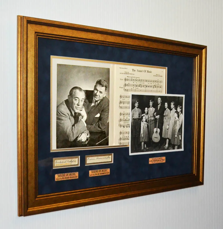 JULIE ANDREWS, RICHARD ROGERS & OSCAR HAMMERSTEIN — Signed SOUND OF MUSIC Julie Andrews, ROGERS & HAMMERSTEIN COA UACC, Frame LP DVD