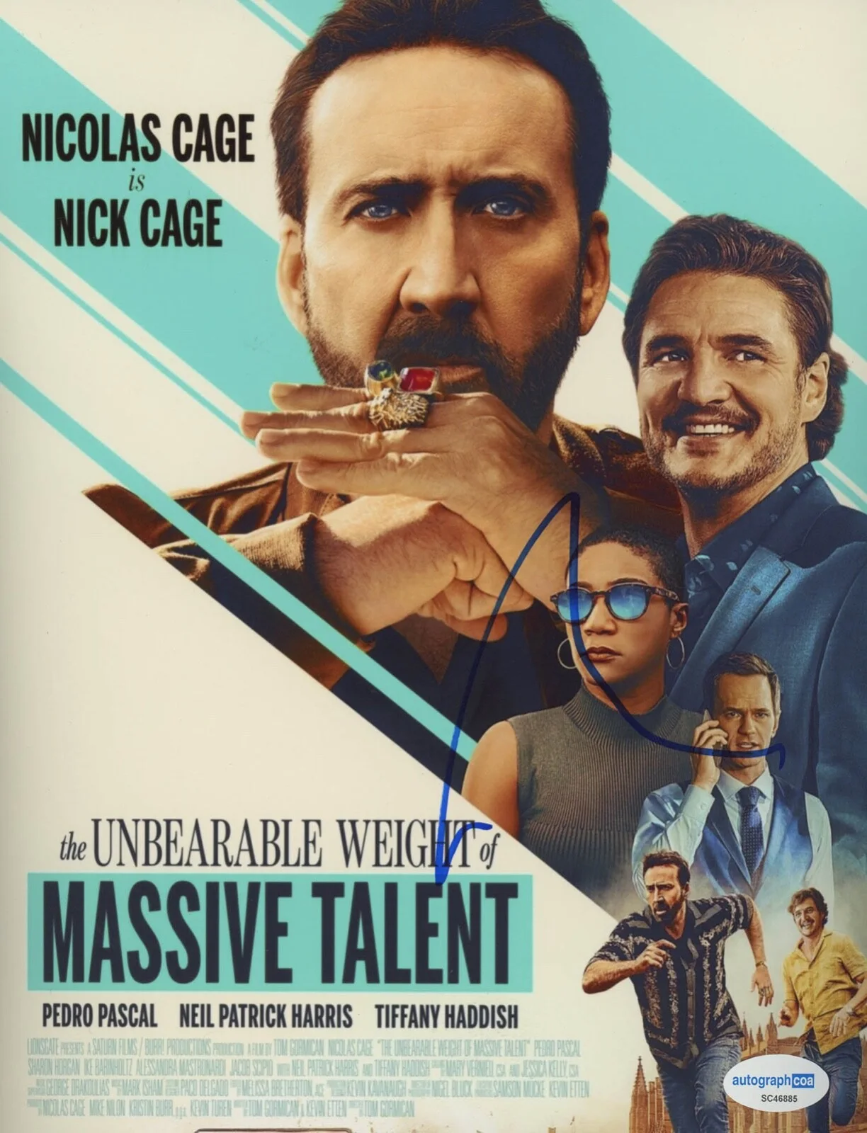 NICOLAS CAGE — Nicolas Cage signed "UNBEARABLE WEIGHT OF MASSIVE TALENT" 8x10 Photo c ACOA COA, image 3