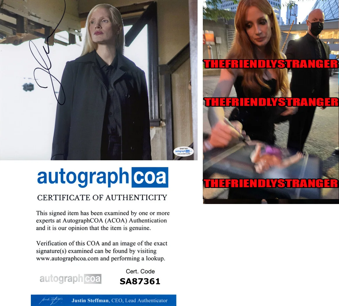 JESSICA CHASTAIN — Jessica Chastain signed "X-MEN: DARK PHOENIX" 8x10 Photo b PROOF Vuk ACOA COA