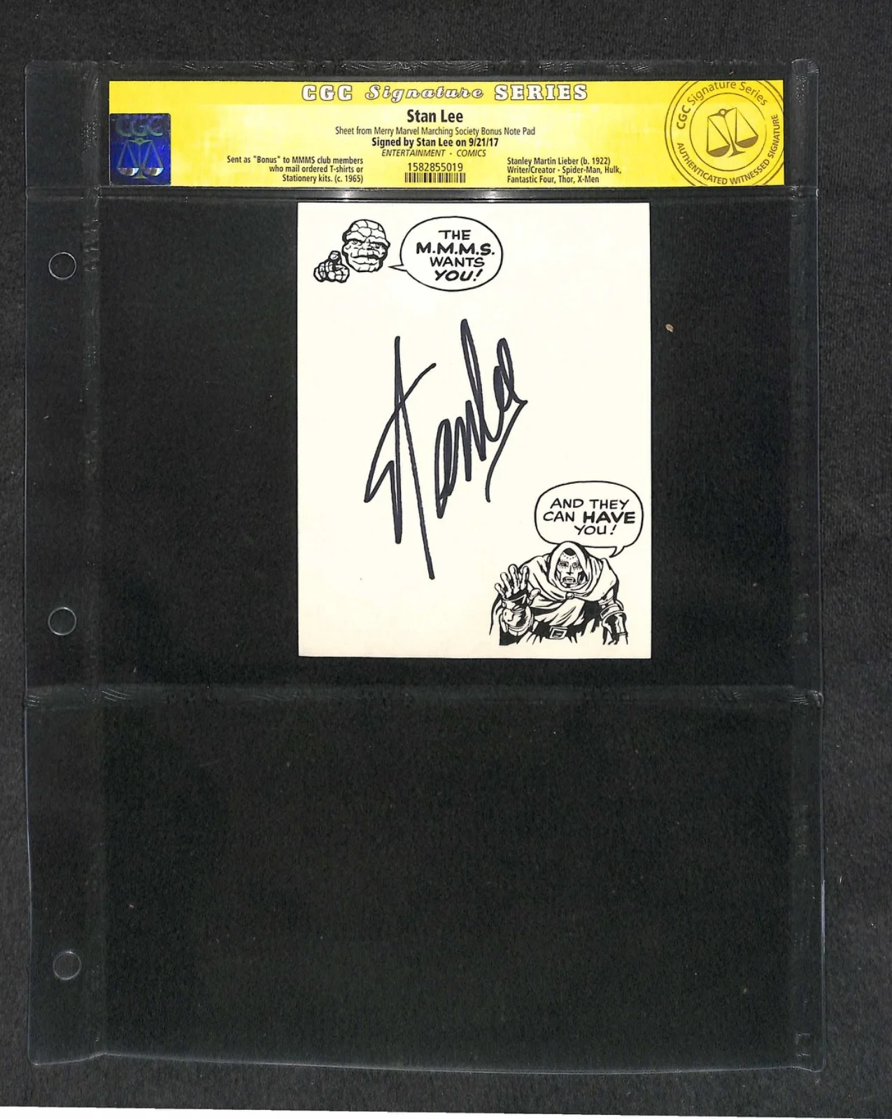 Signed Stan Lee Avengers DR DOOM Marvel Comics '65 Stationary Autograph Auto CGC, image 2
