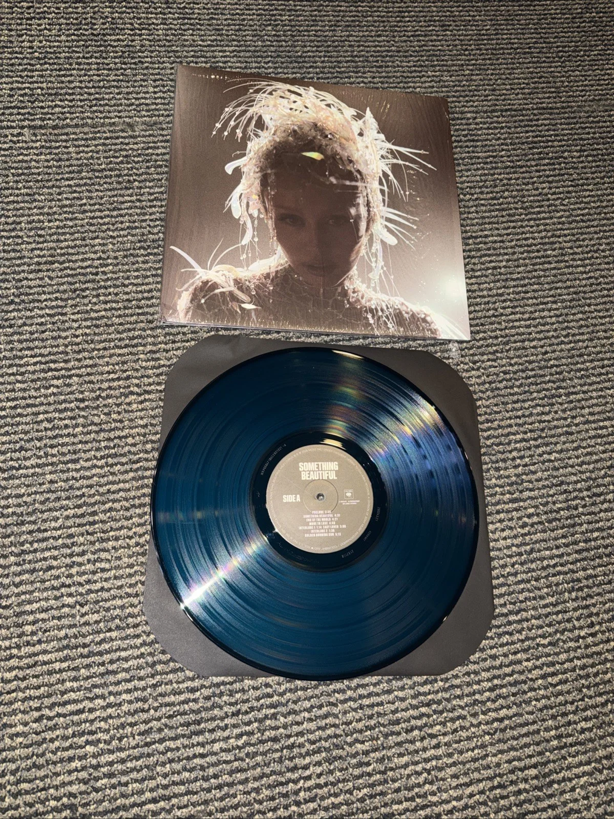 Miley Cyrus Signed Autographed Insert 'Something Beautiful' Blue Vinyl Record, image 2