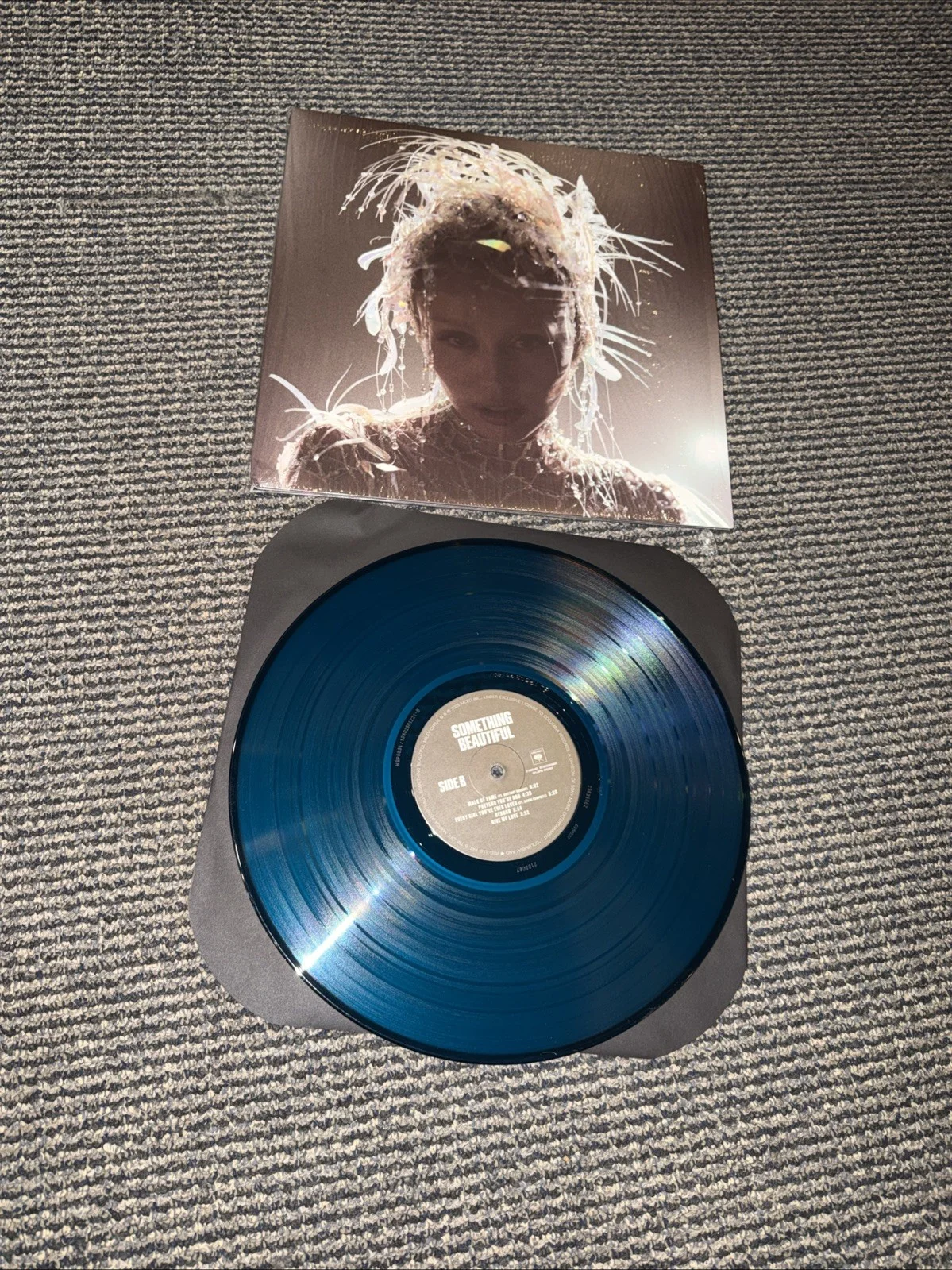 Miley Cyrus Signed Autographed Insert 'Something Beautiful' Blue Vinyl Record, image 3