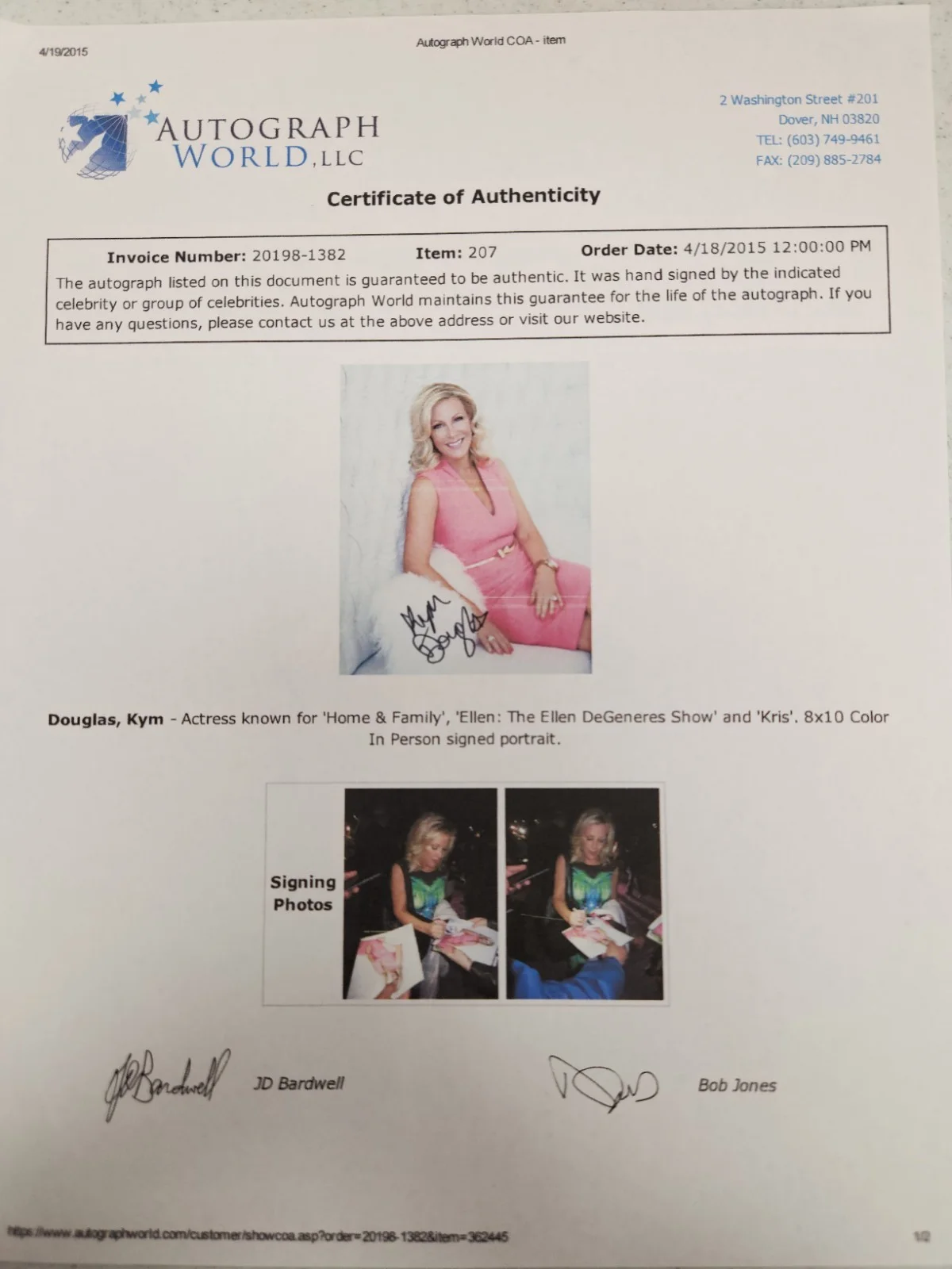 Kym Douglas Signed Autographed 8x10" Photograph AW COA Ellen Sexy Portrait, изображение 4