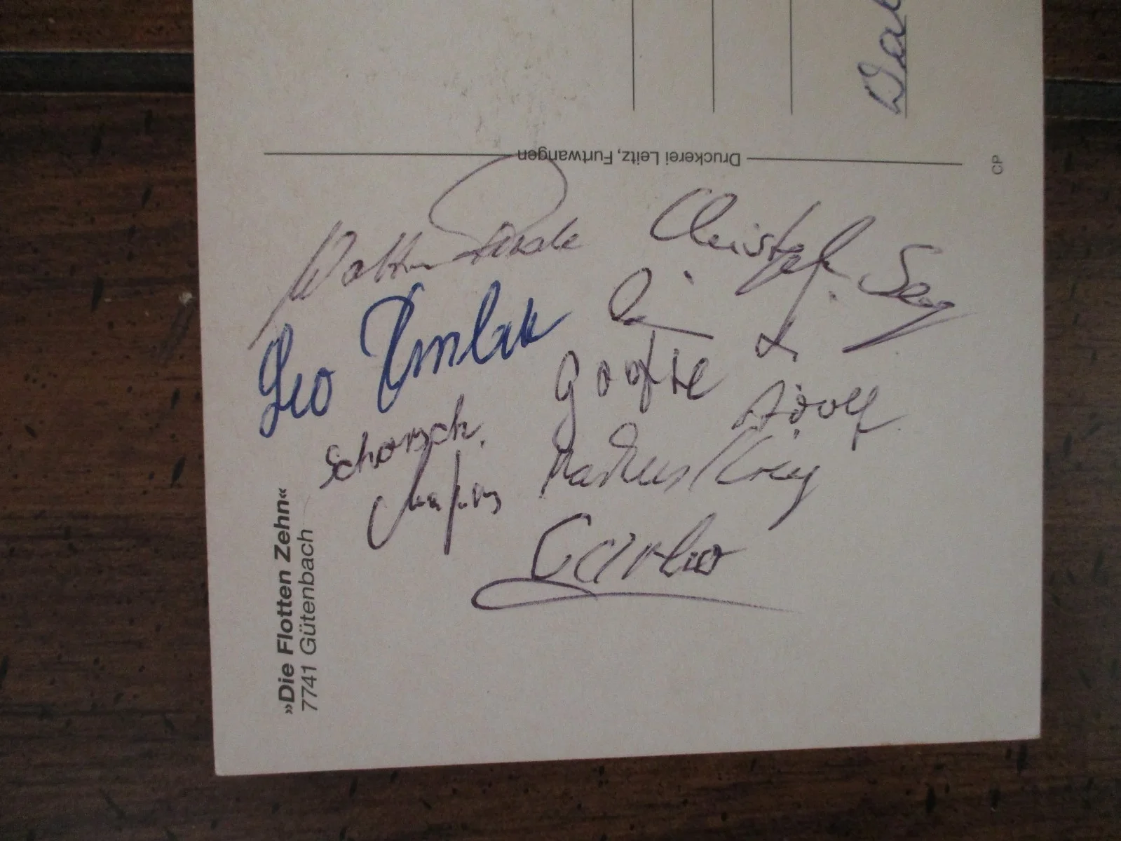 DIE FLOTTEN ZEHN Signed(By all 11 Members) 1992 6 x 4 Color Photo/Postcard, изображение 5
