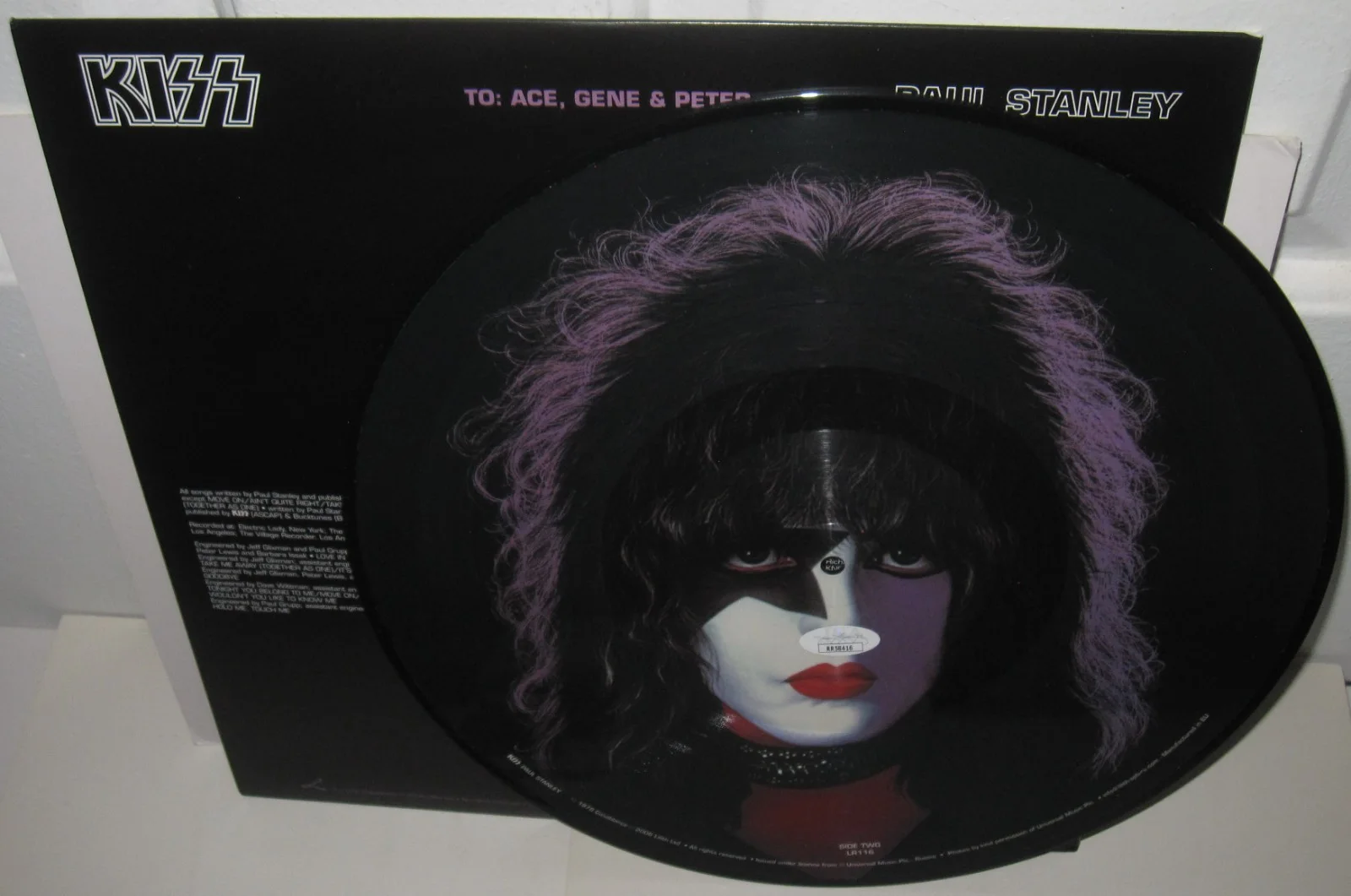 PAUL STANLEY SIGNED KISS PICTURE DISC ALBUM VINYL SOLO ROCK AUTOGRAPH JSA CERT, изображение 5