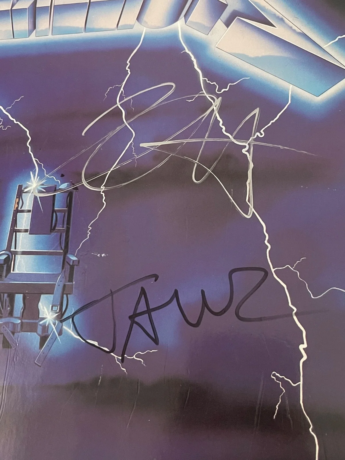 Metallica James Hetfield ride the lightning lp viny autographed signed Hammet, image 2
