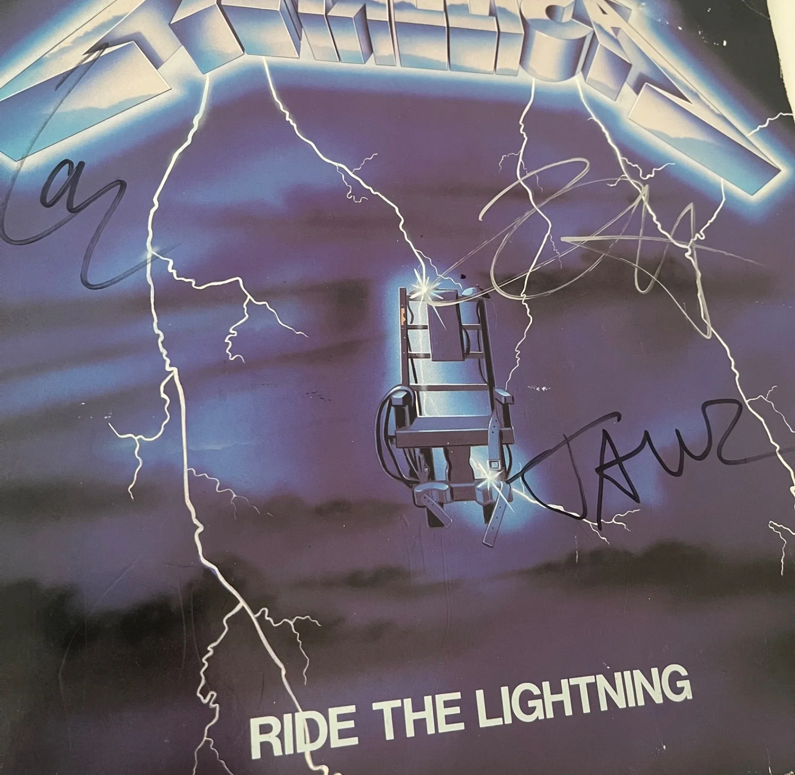 Metallica James Hetfield ride the lightning lp viny autographed signed Hammet, image 3