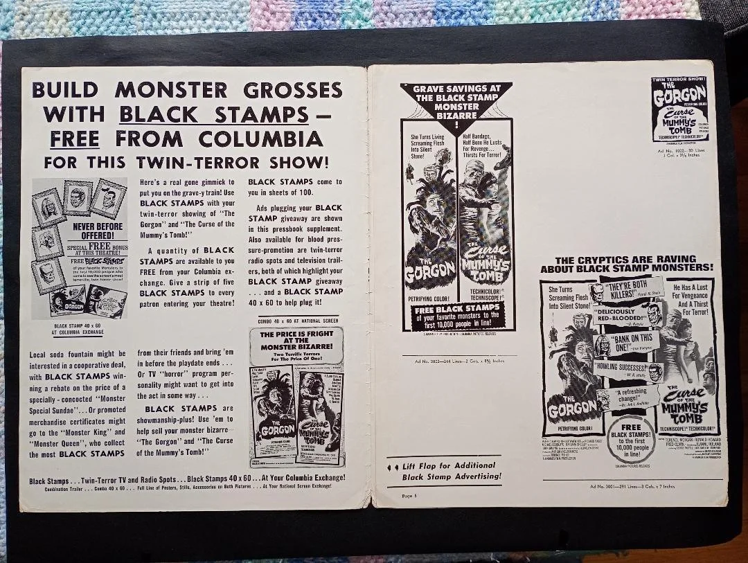 THE GORGON / CURSE OF THE MUMMY'S TOMB pressbook, image 2
