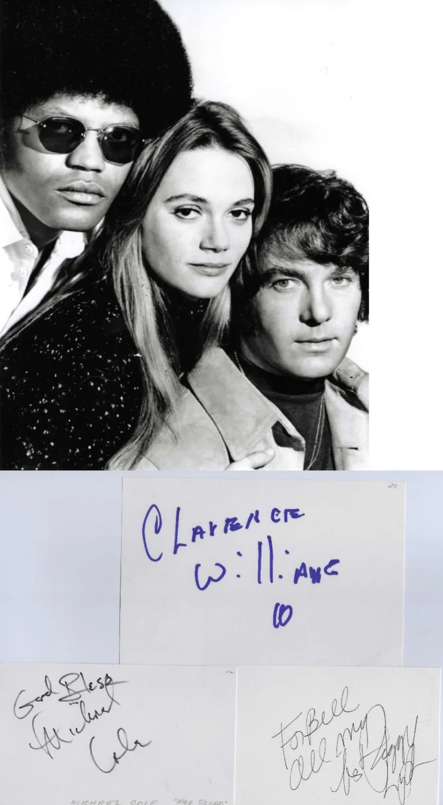 Peggy Lipton, Clarence Williams, Michael Cole — The MOD SQUAD signed Peggy Lipton, Clarence Williams III, Michael Cole UACC COA