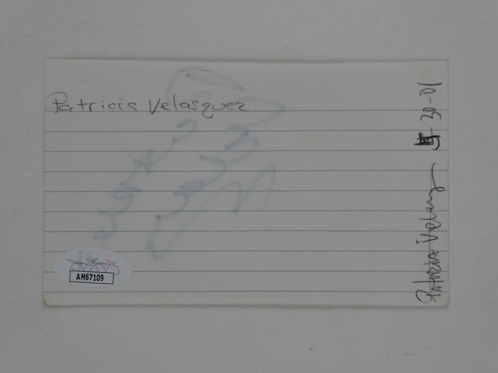 Patricia Velasquez — Patricia Velasquez Signed 3x5 Index Card Autographed The Mummy JSA COA, image 3