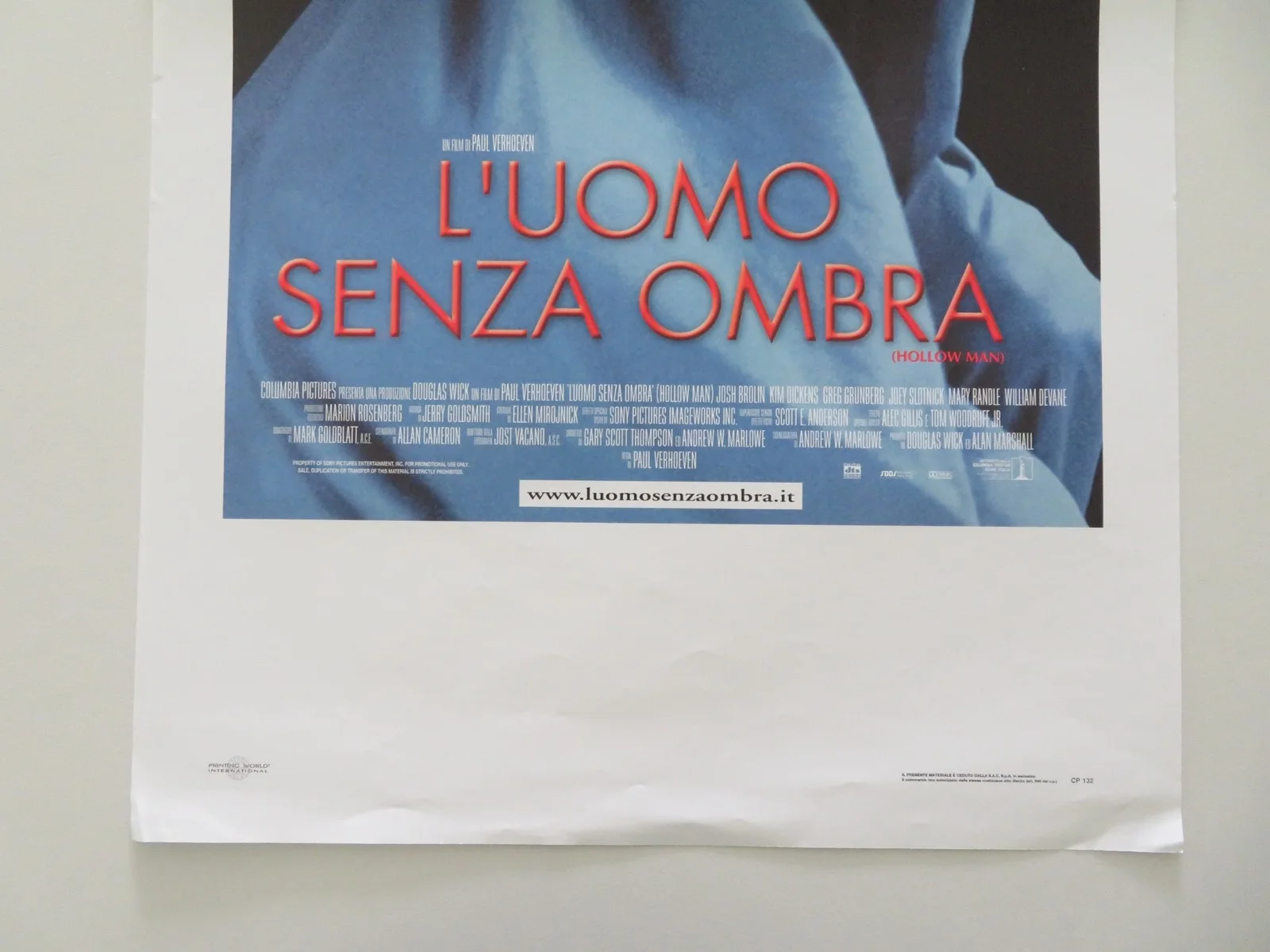 Hollow Man ITALIAN LOCANDINA POSTER KEVIN BACON ELISABETH SHUE 2000, изображение 4