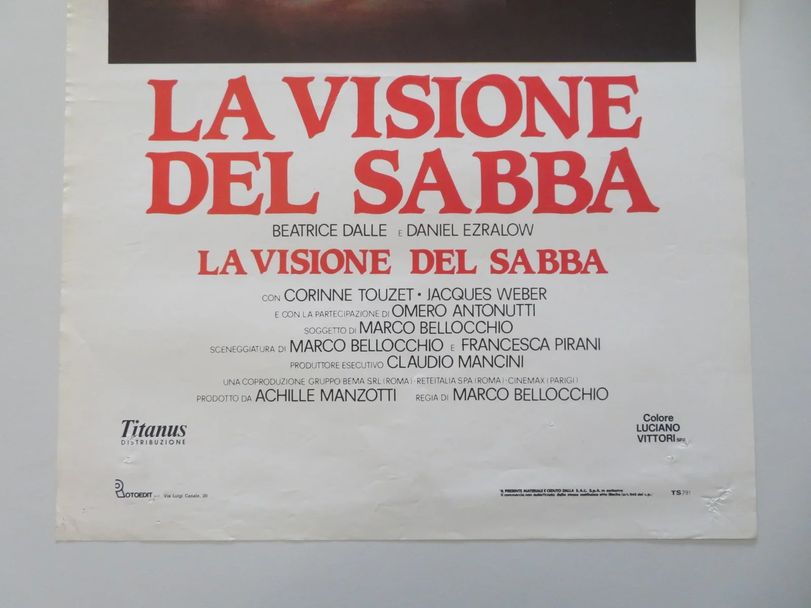 La Visione Del Sabba- B ITALIAN LOCANDINA POSTER DALLE DANIEL EZRALOW 1988, изображение 4