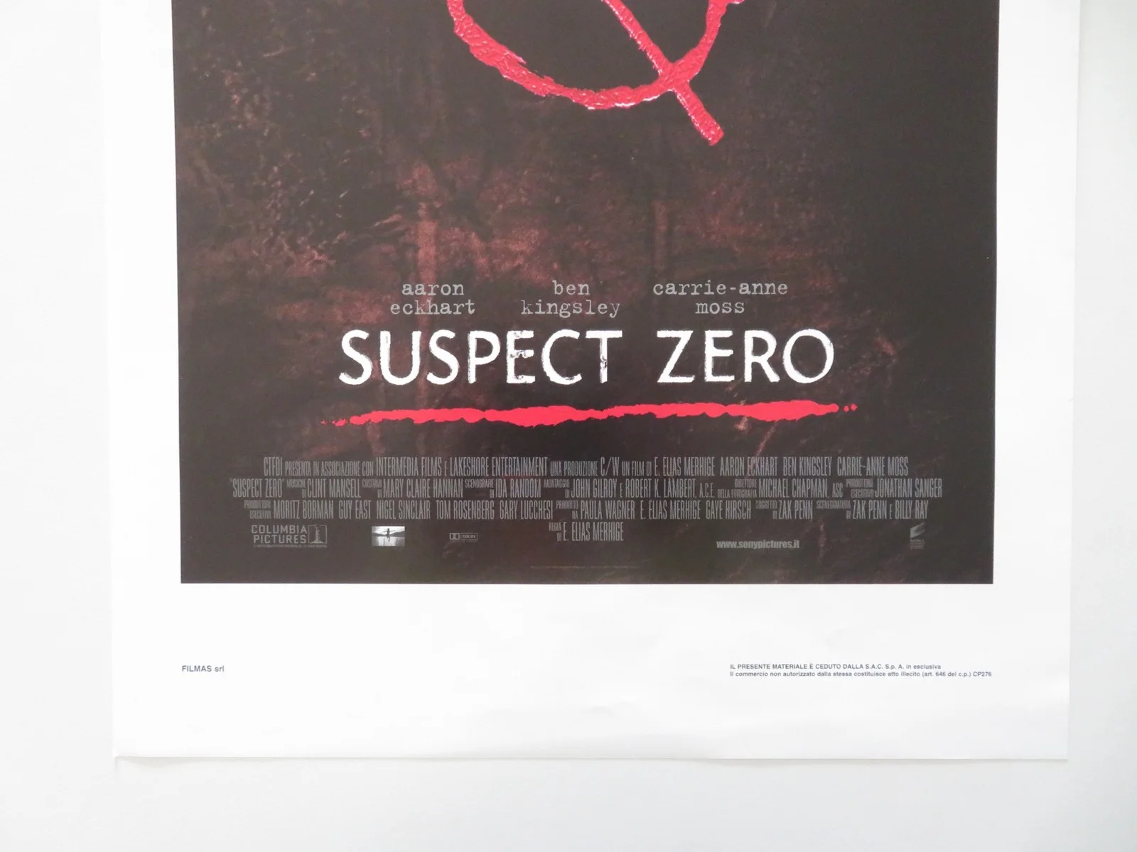 Suspect Zero ITALIAN LOCANDINA POSTER BEN KINGSLEY AARON ECKHART 2004, изображение 4