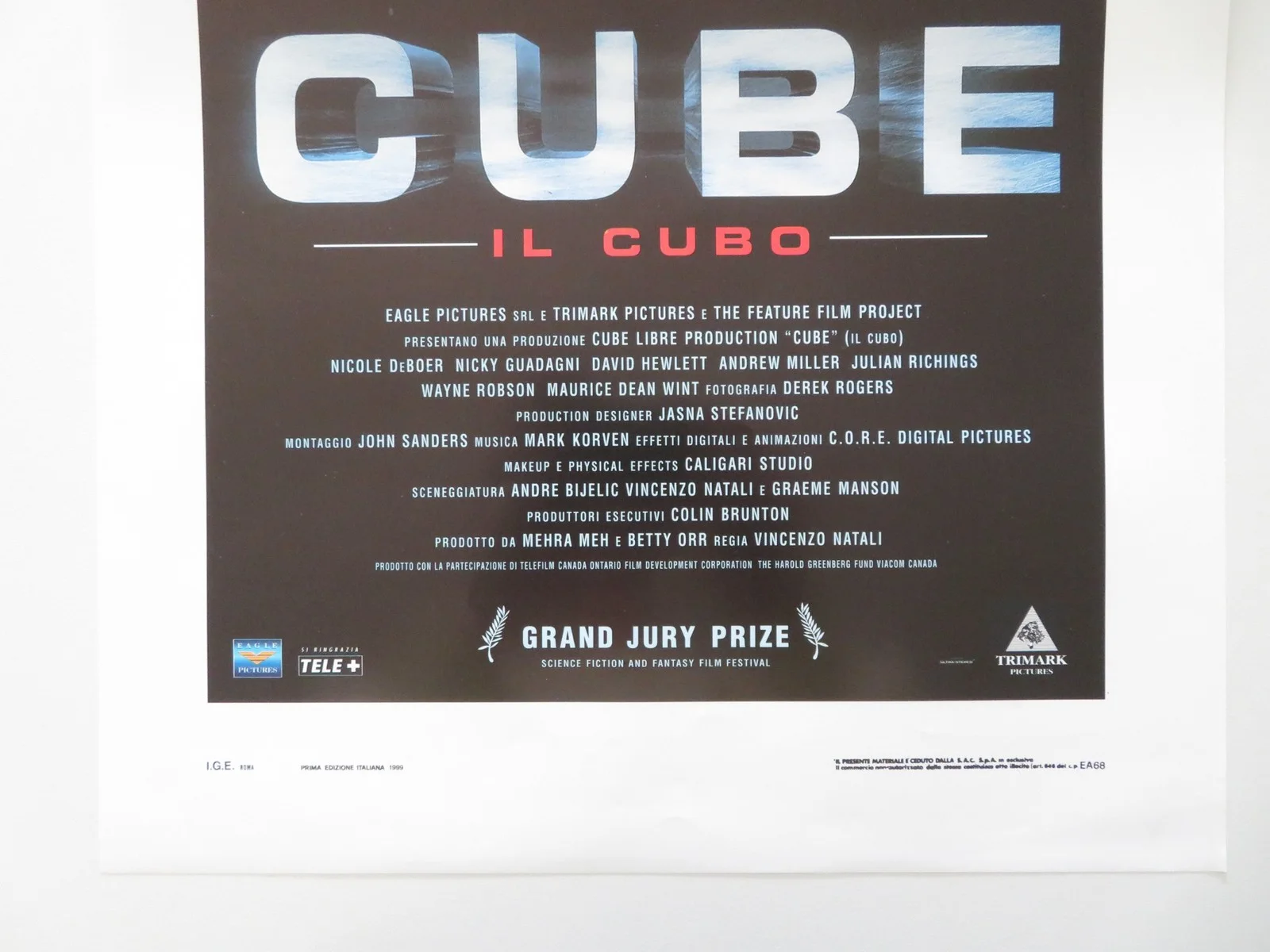 The Cube ITALIAN LOCANDINA POSTER NICOLE DE BOER NICKY GUADAGNI 1997, изображение 4