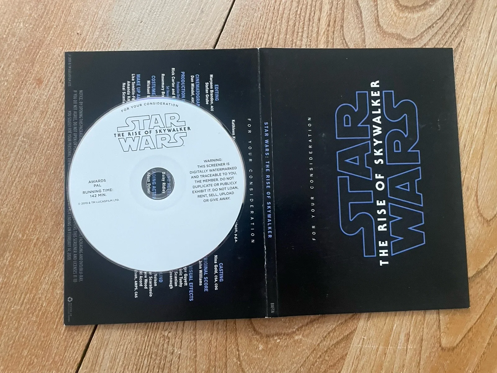 Adam Driver Star Wars Rise of Skywalker 2019 BAFTA Screener DVD FYC, image 4