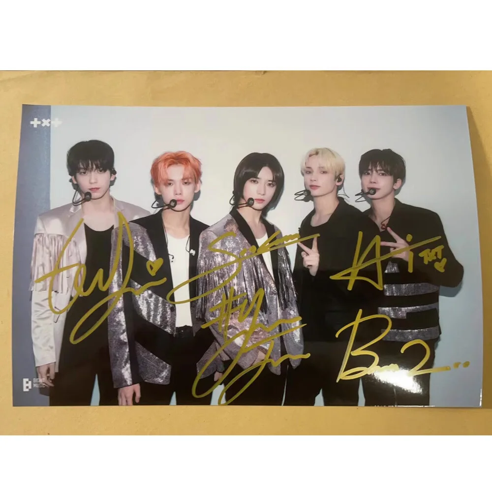 TXT — TXT GROUP Hand Signed Photo SOOBIN TAEHYU BEOMGYU Autographed Photo 4*6