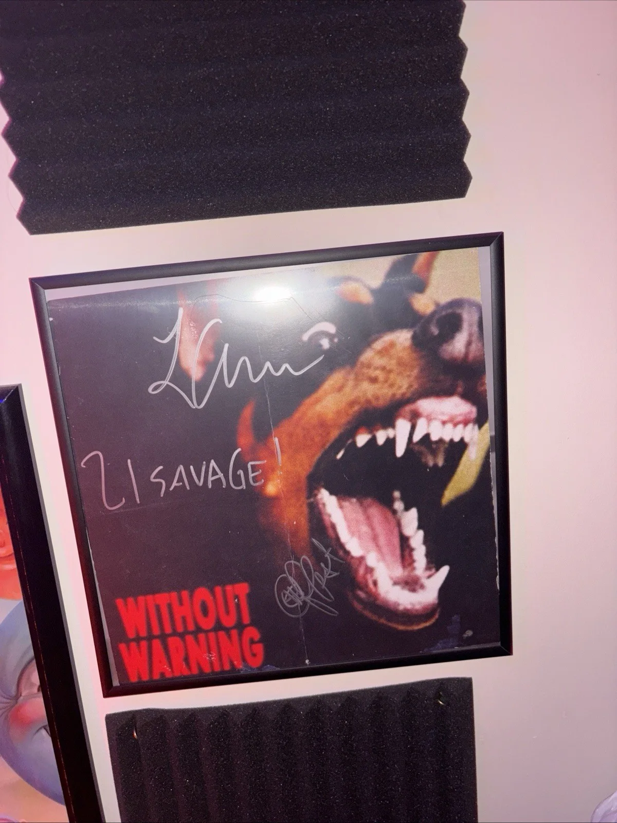 Framed 21 Savage, Metro Boomin & Offset Without Warning Autographed Poster, image 3