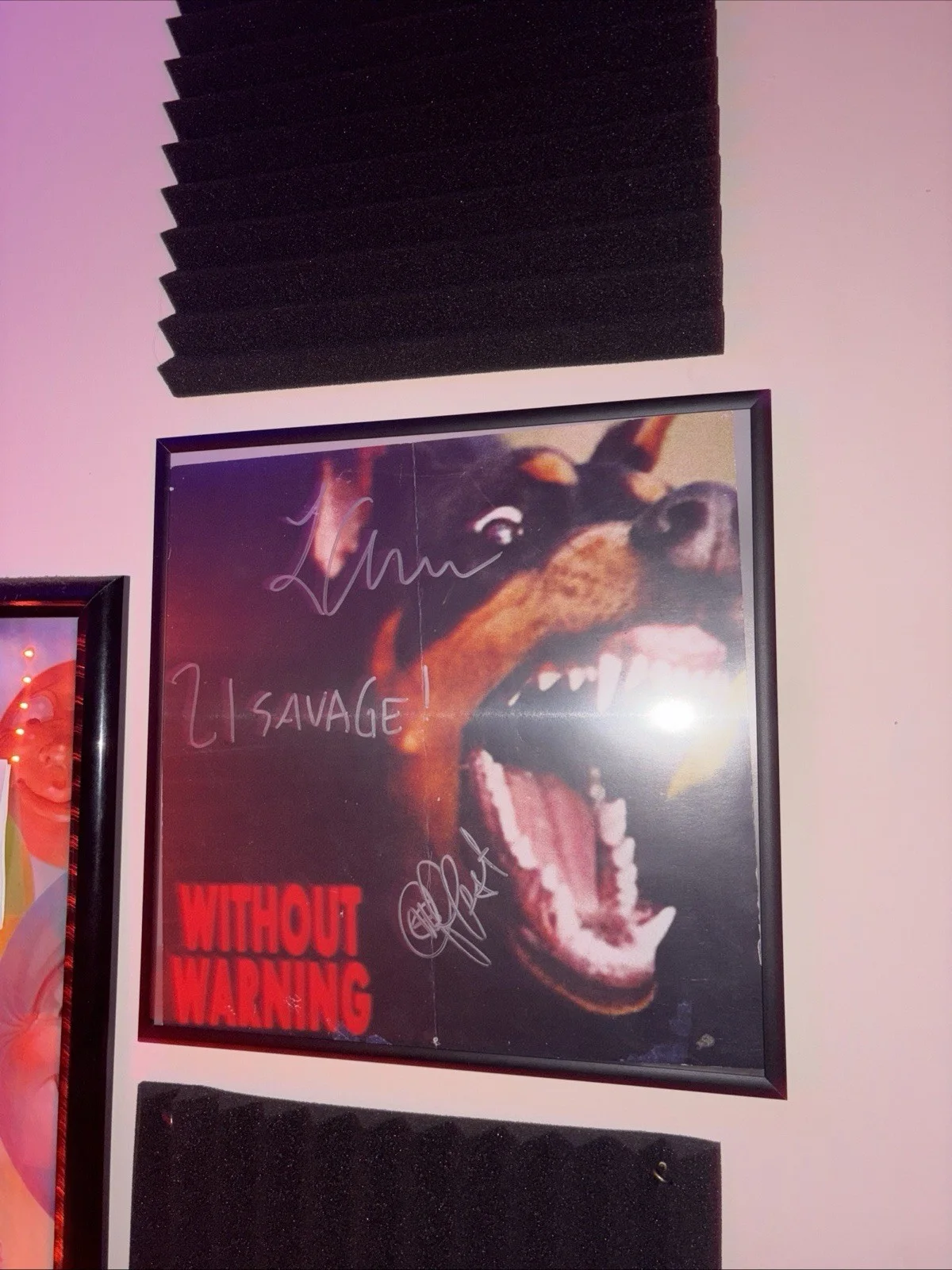 Framed 21 Savage, Metro Boomin & Offset Without Warning Autographed Poster, image 4