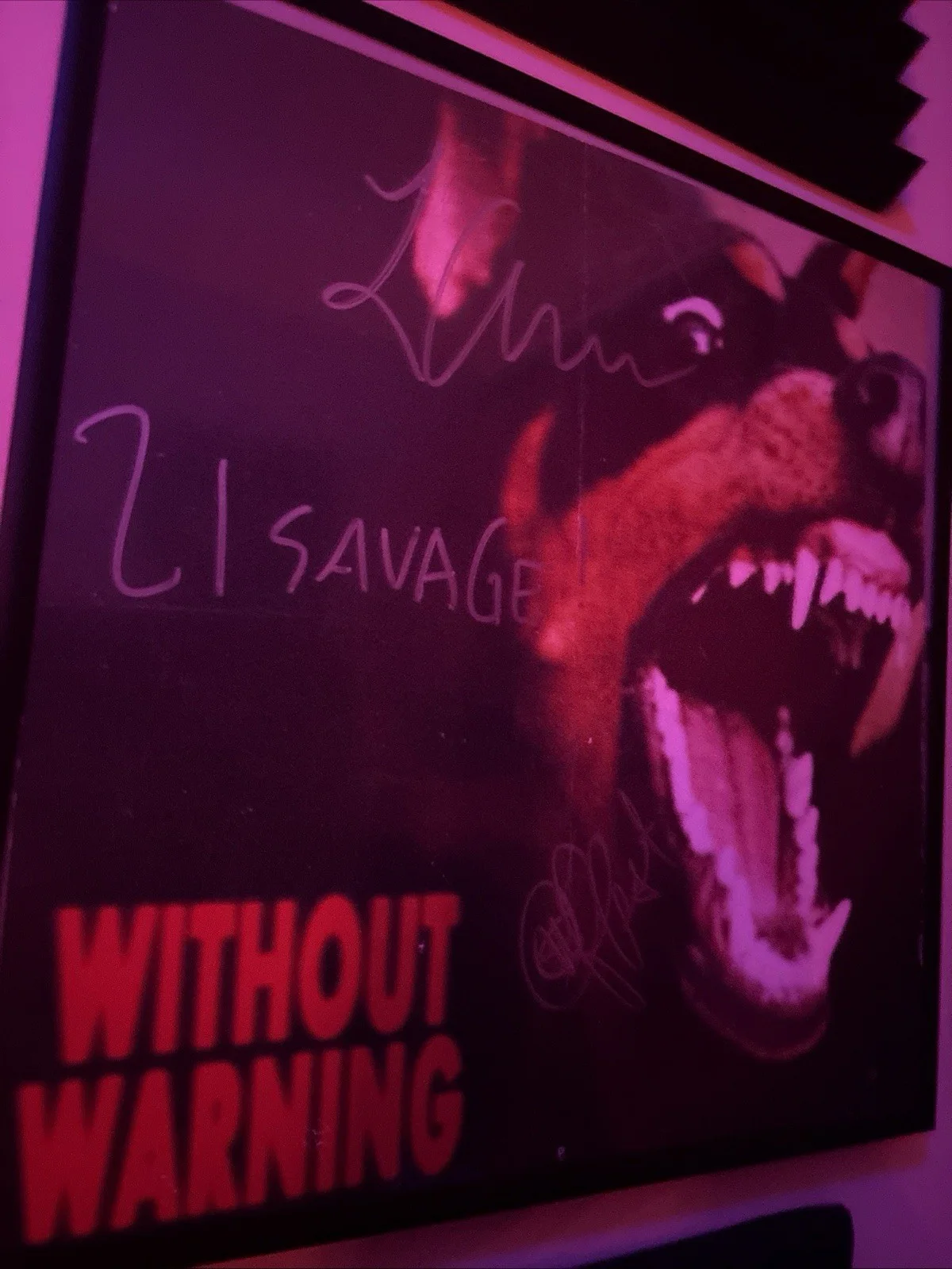 Framed 21 Savage, Metro Boomin & Offset Without Warning Autographed Poster, image 5