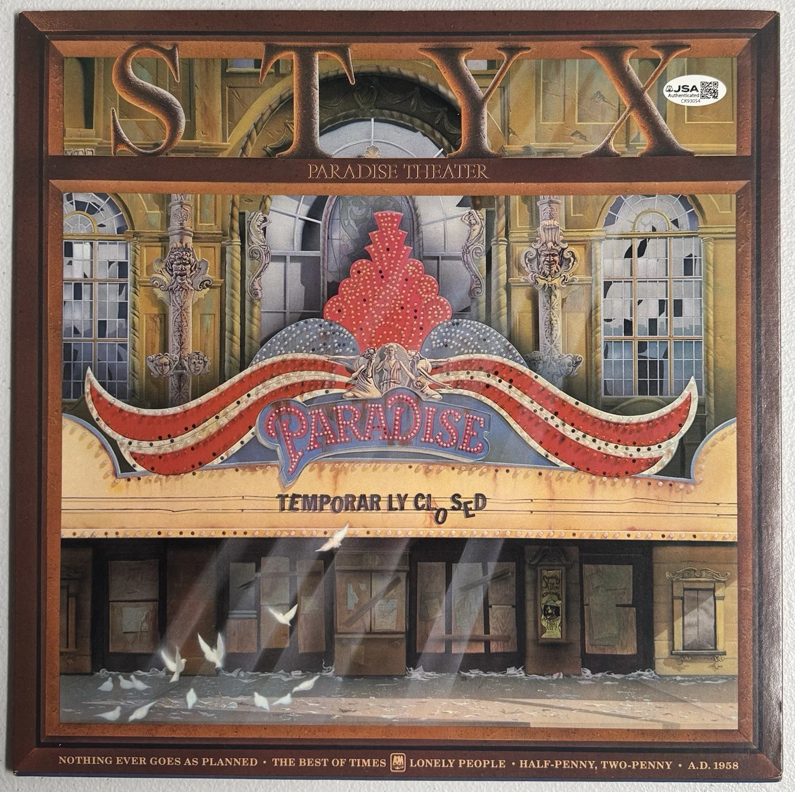 Tommy Shaw Signed Auto Styx Paradise Vinyl Album JSA COA, изображение 2