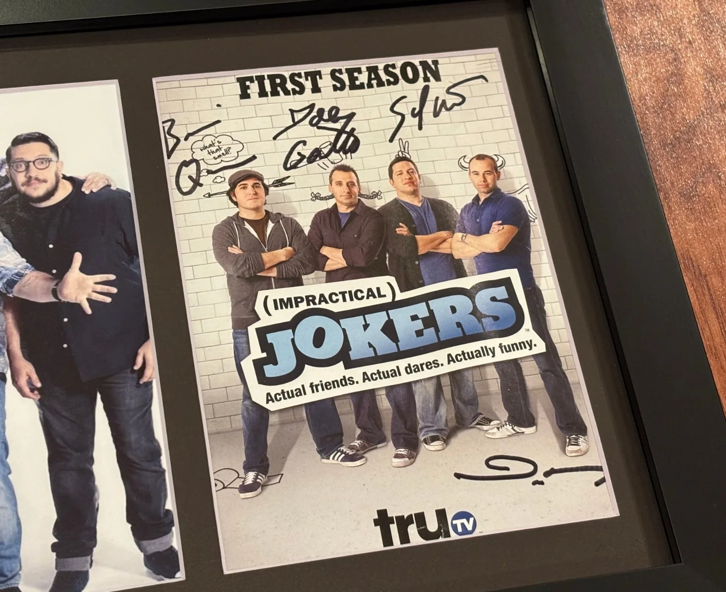 Joe Gatto, Murr, Sal Vulcano, Brian Quinn — IMPRACTICAL JOKERS (Joe,Q,Murr,Sal) Signed Autographed DVD Cover Framed, image 2