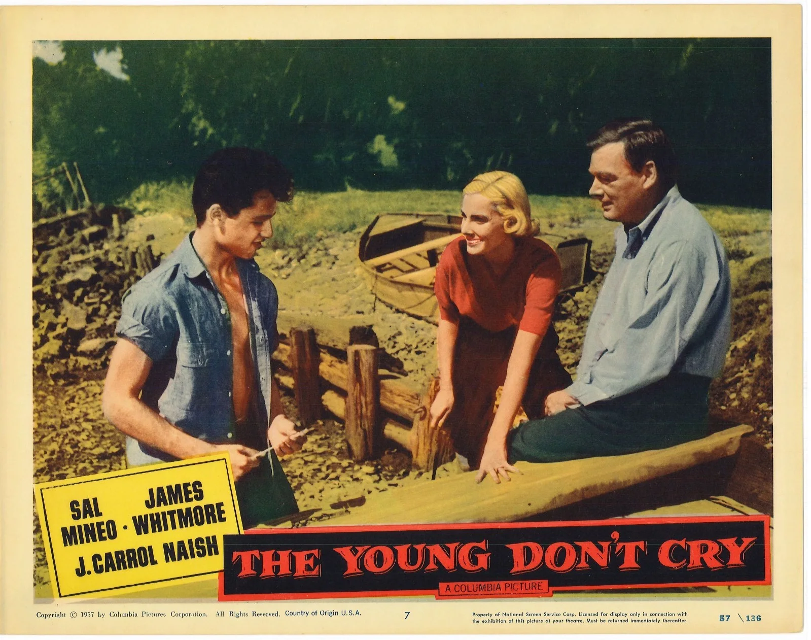 Young Don't Cry 2x ORIGINAL US Lobby Cards Sal Mineo James Whitmore 1957, image 3