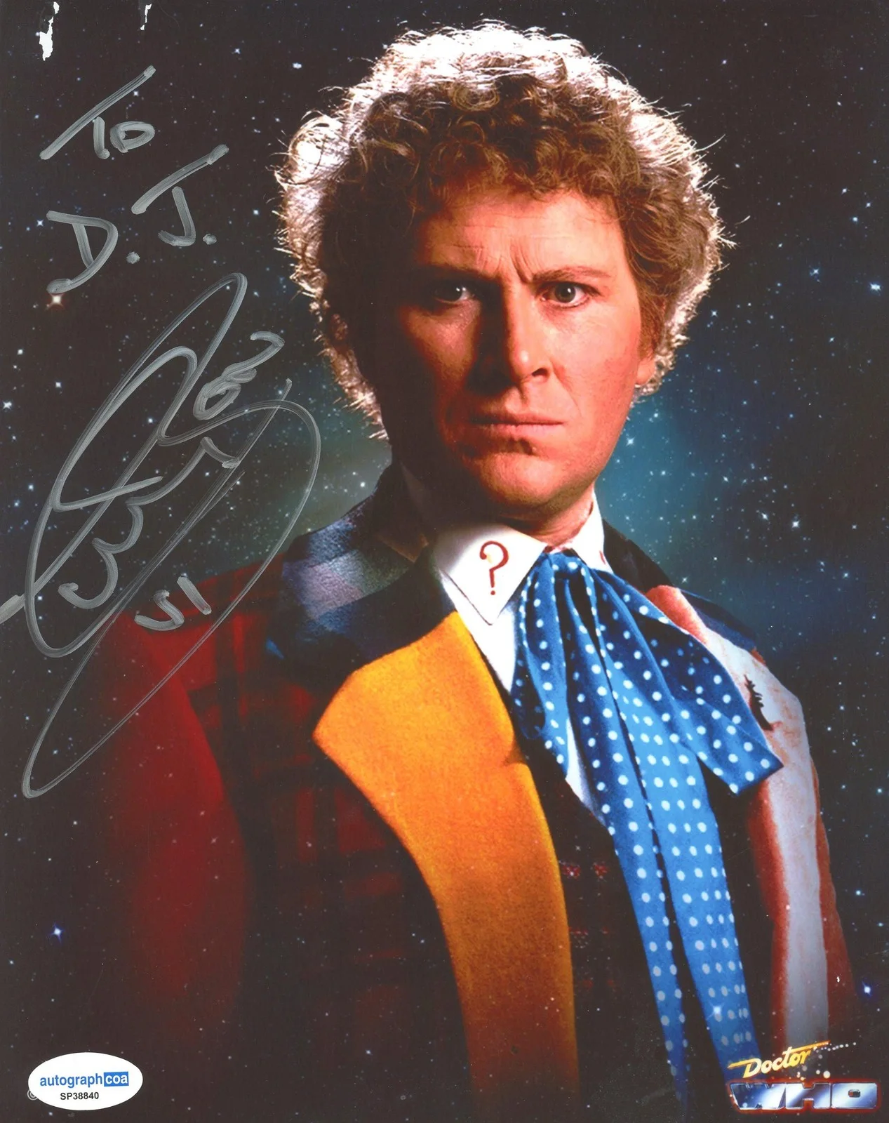 Colin Baker — Colin Baker "Doctor Who" AUTOGRAPH Signed 'Sixth Doctor' 8x10 Photo 'To DJ' ACOA, изображение 2