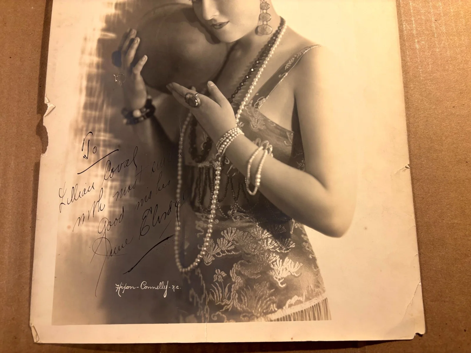 June Elvidge Striking ExtremelyRare Early Autographed Oversize 11/14Photo20sVamp, изображение 3