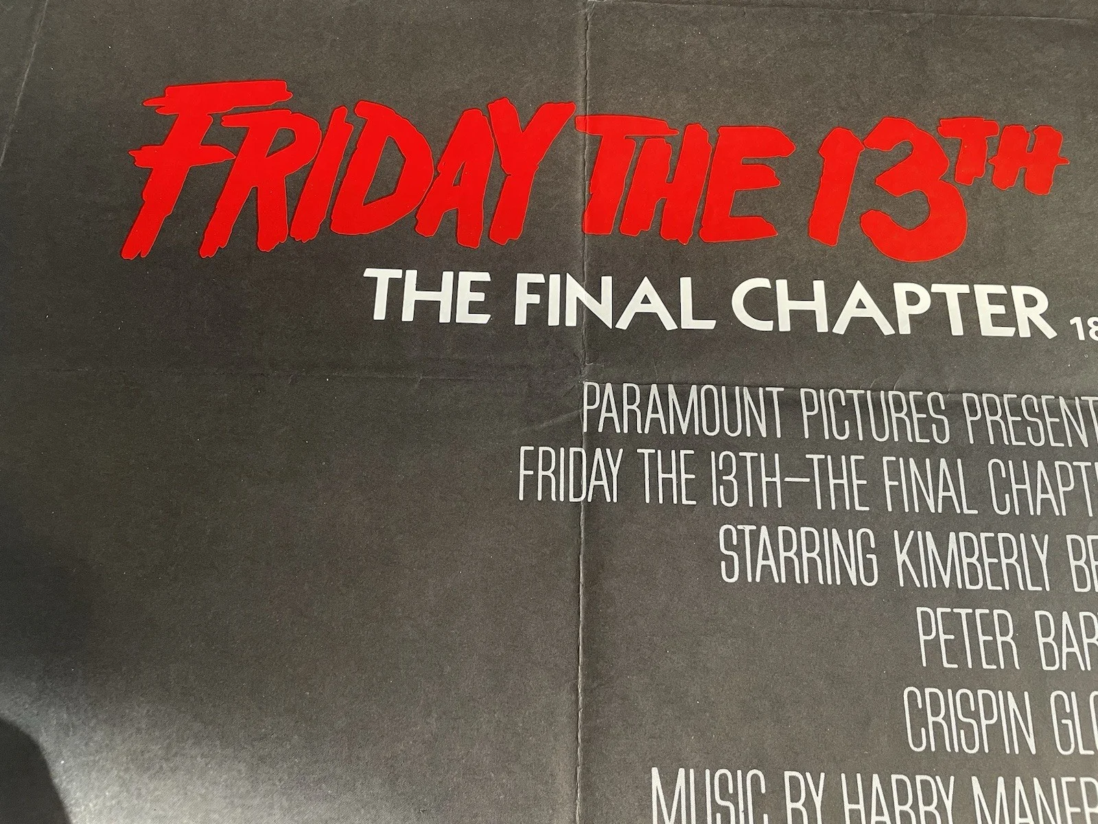 Friday The 13th The Final Chapter Original UK Quad Poster Slasher 1980’s Rare, image 5