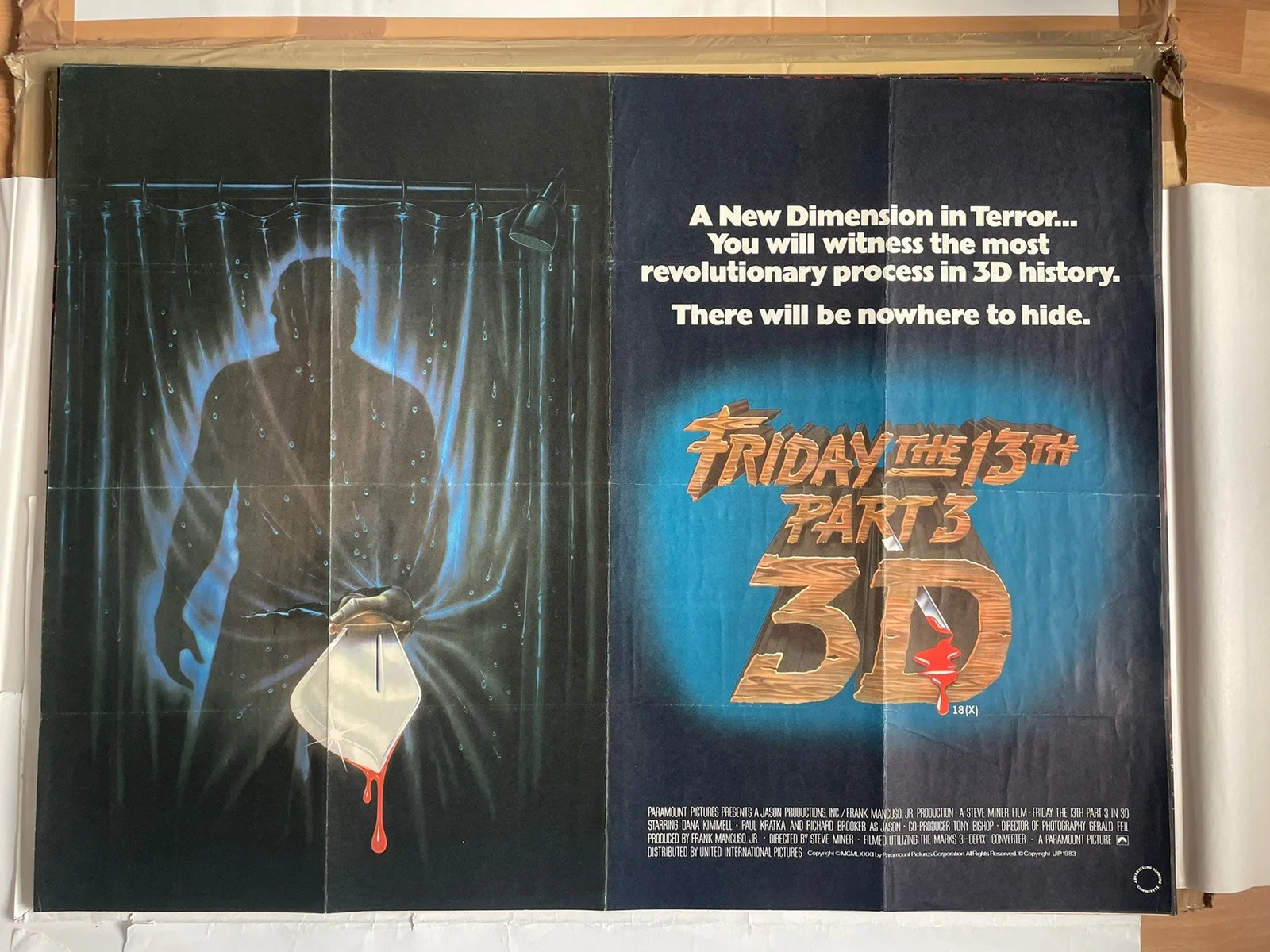 Friday The 13th Part 3 3-D Original UK Quad Horror Poster Slasher 1980’s Rare, image 4