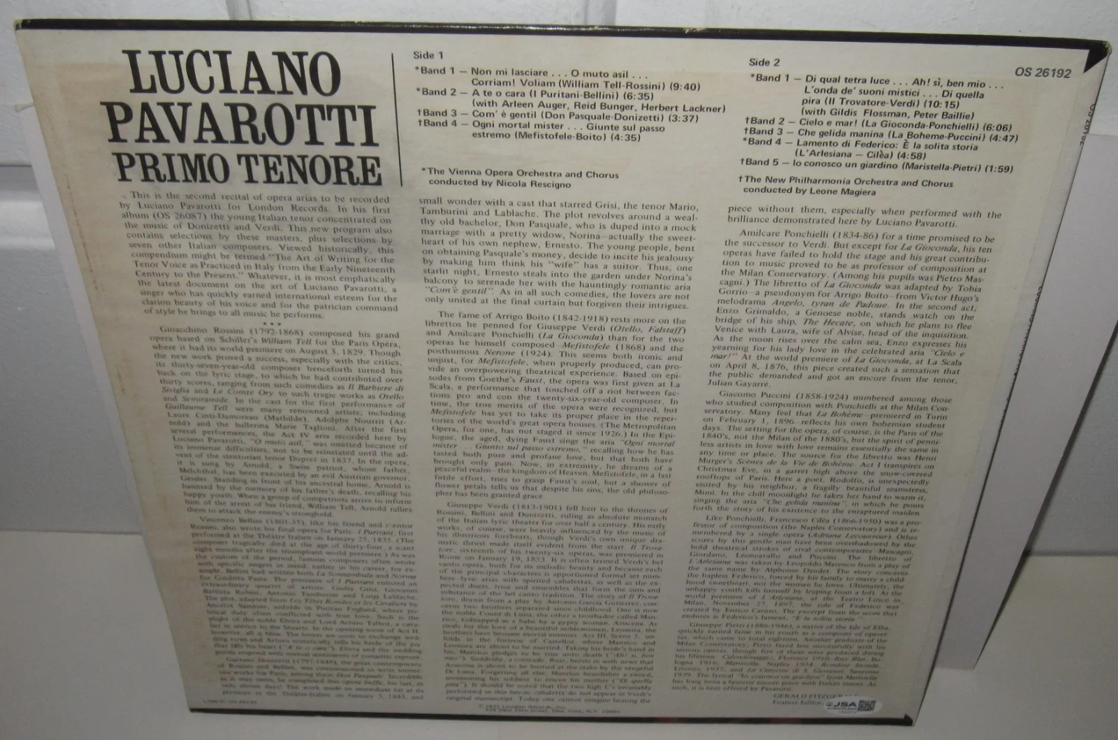 LUCIANO PAVAROTTI SIGNED PRIMO TENORE ALBUM VINYL THREE TENORS AUTOGRAPH JSA COA, image 5