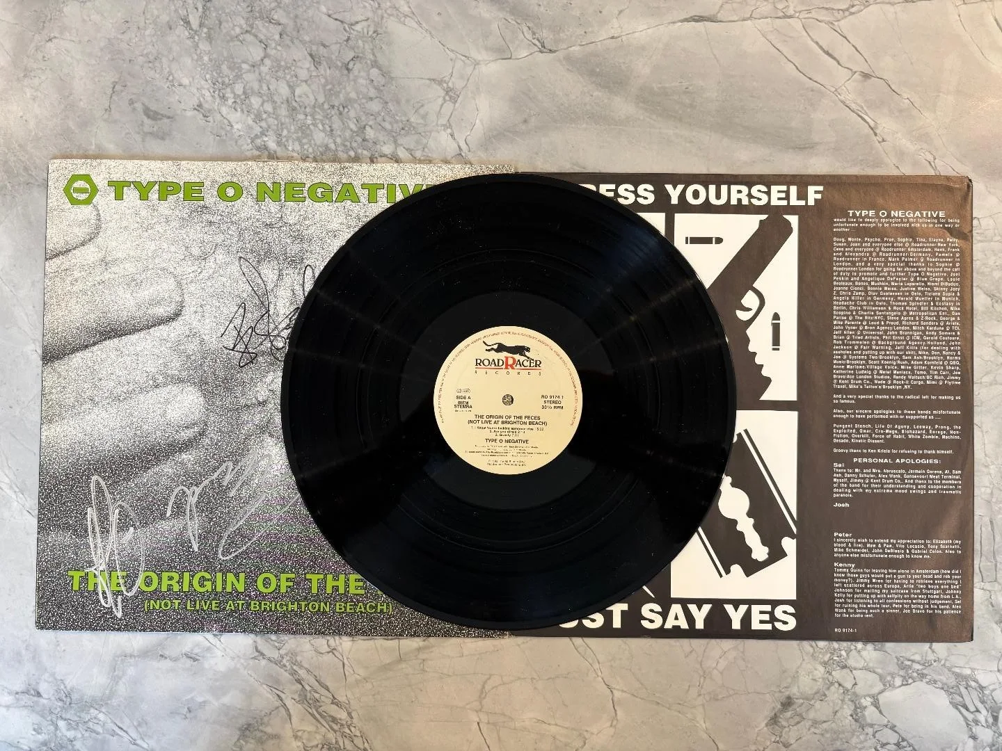 TYPE O NEGATIVE - LP Record - THE ORIGIN OF THE FECES - Autograph Sign - STEELE, image 5